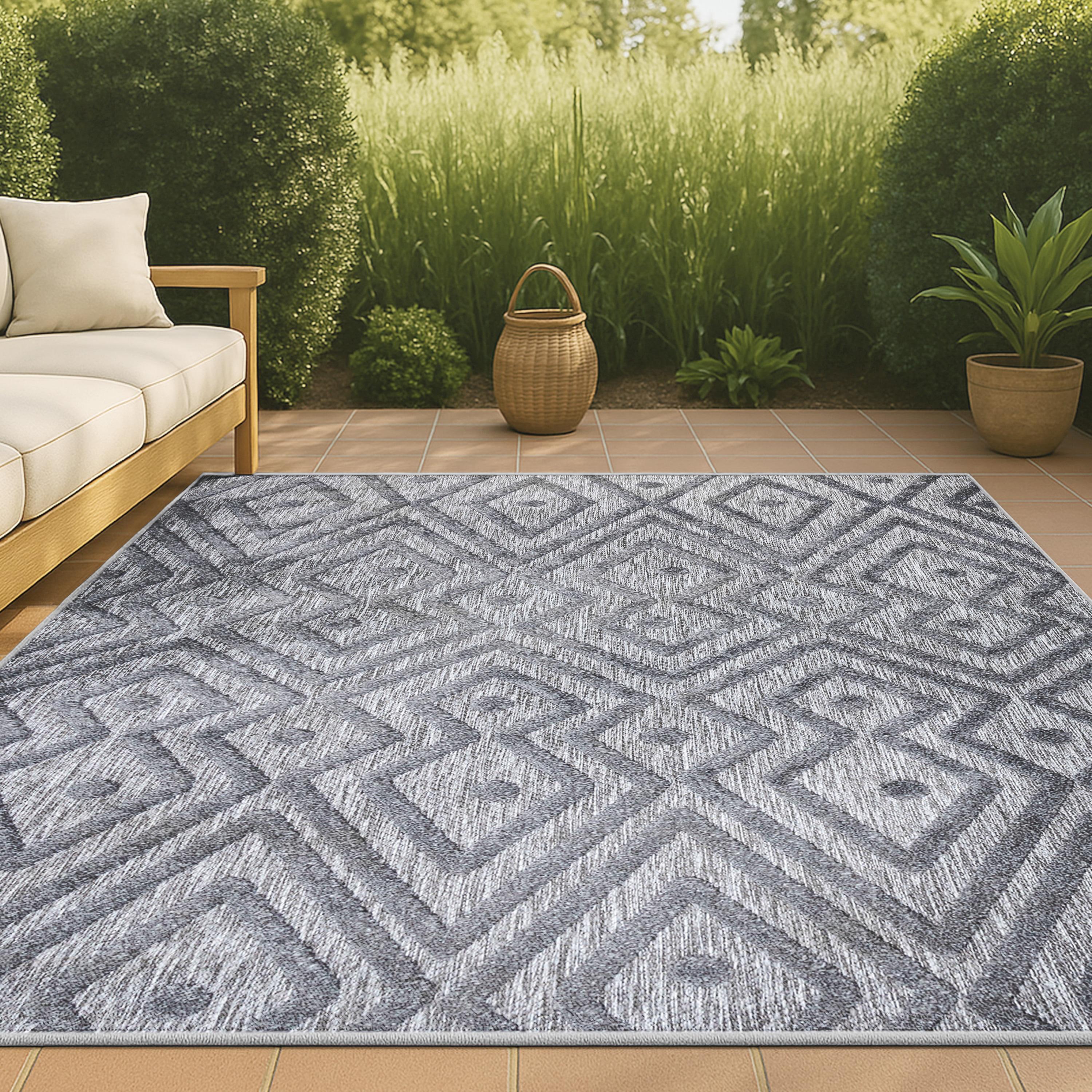 4'x6' Balansat Moroccan Diamond Indoor/Outdoor Area Rug, Dark Gray - JONATHAN Y