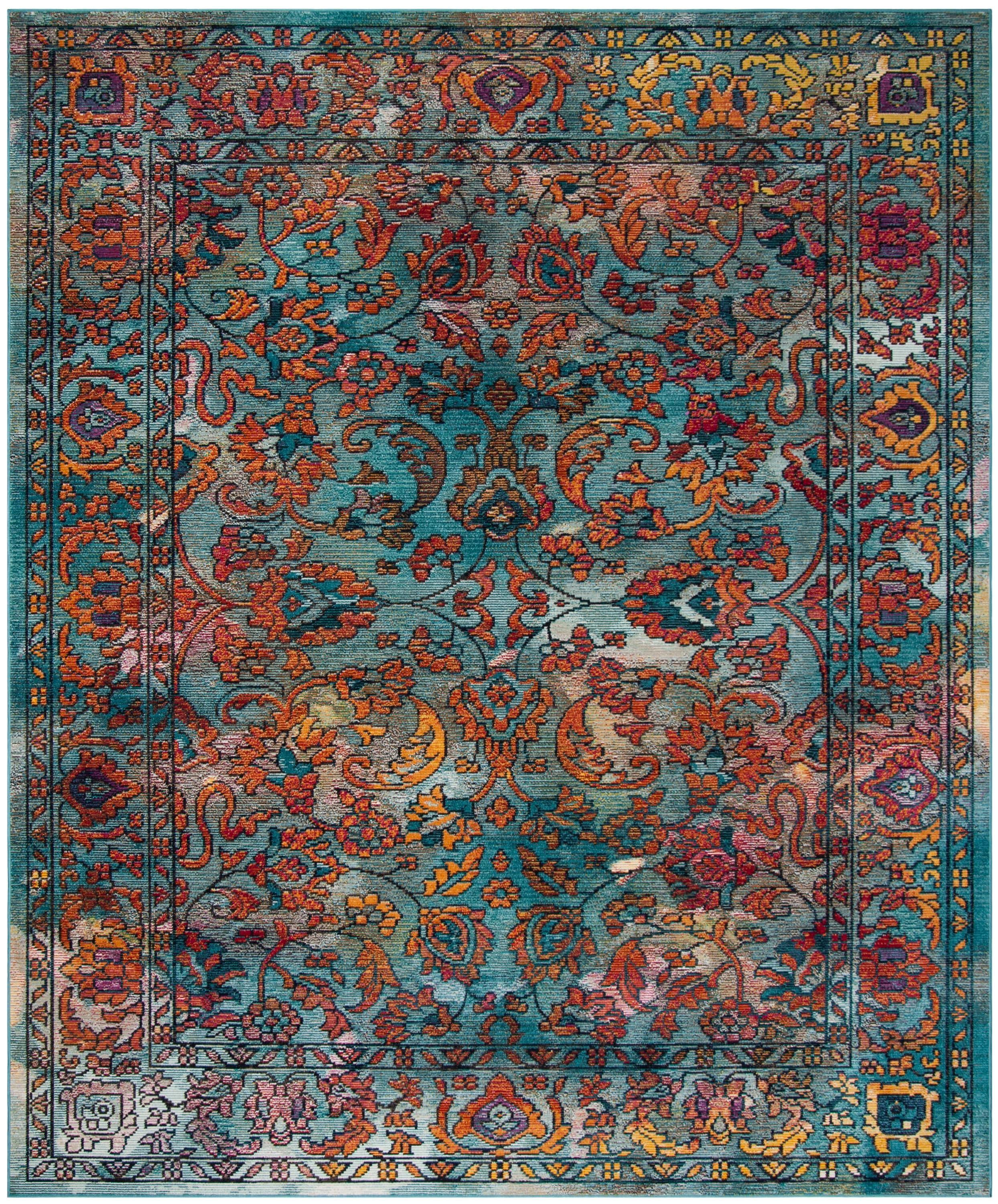 Crystal CRS515 Power Loomed Area Rug - Light Blue/Orange - 8'9"x11'9" - Safavieh.