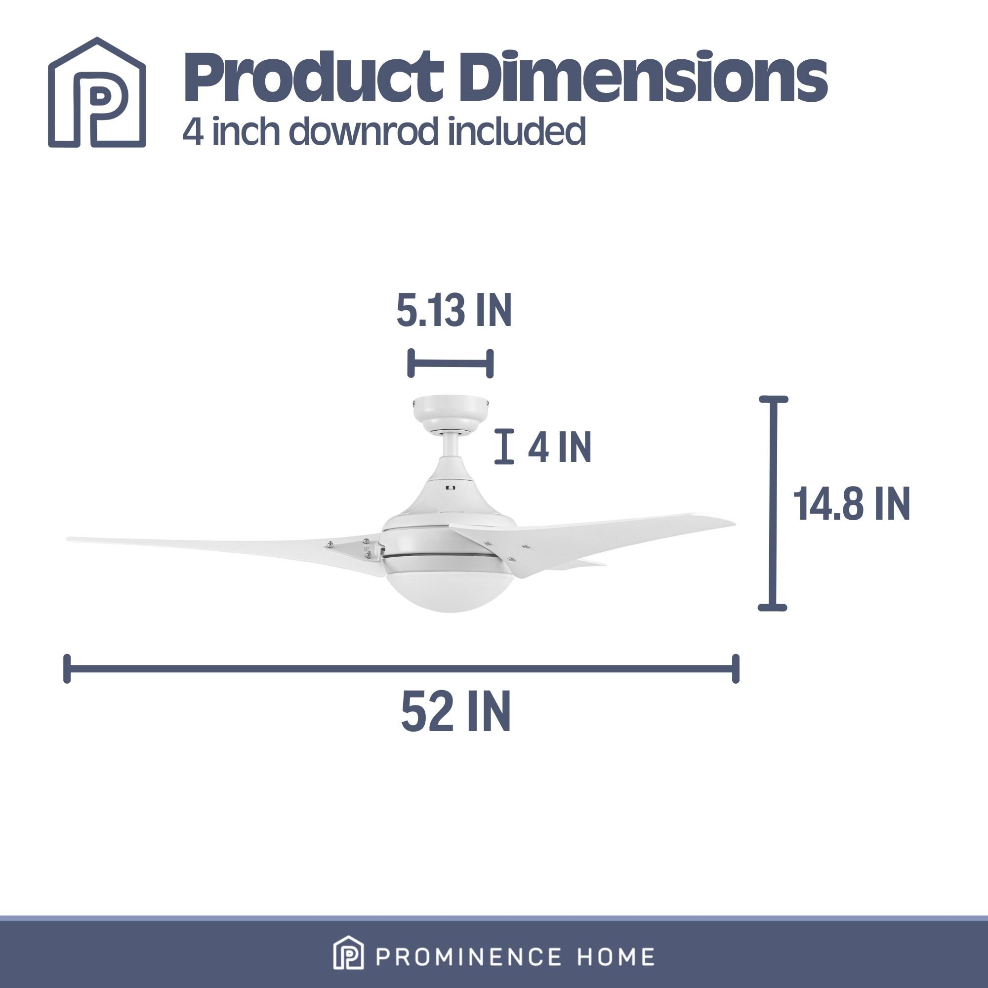 Prominence Home 51873-45 52 in. Remote Control Contemporary Indoor LED Ceiling Fan with Light - White