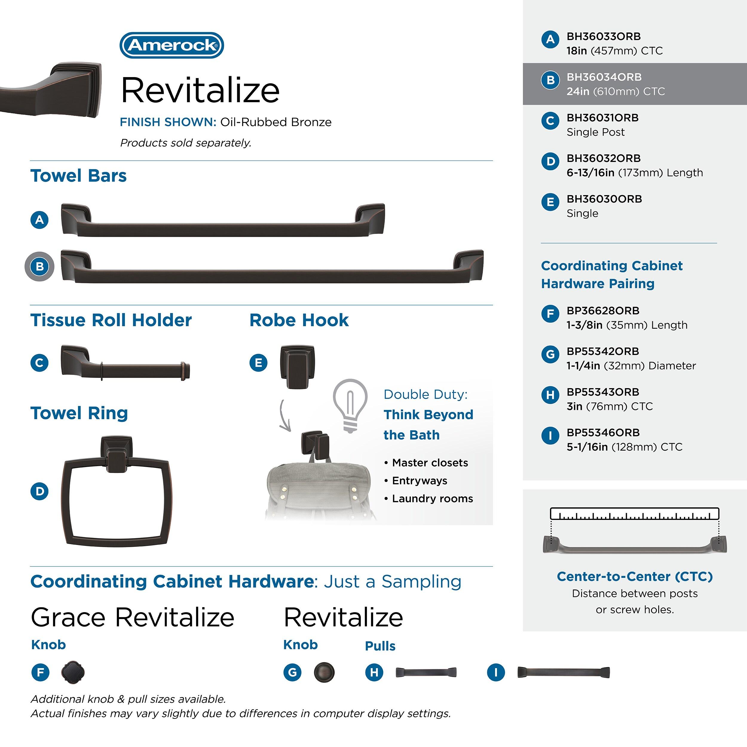 Amerock Revitalize Oil-Rubbed Bronze 24 inch (610mm) Towel Bar