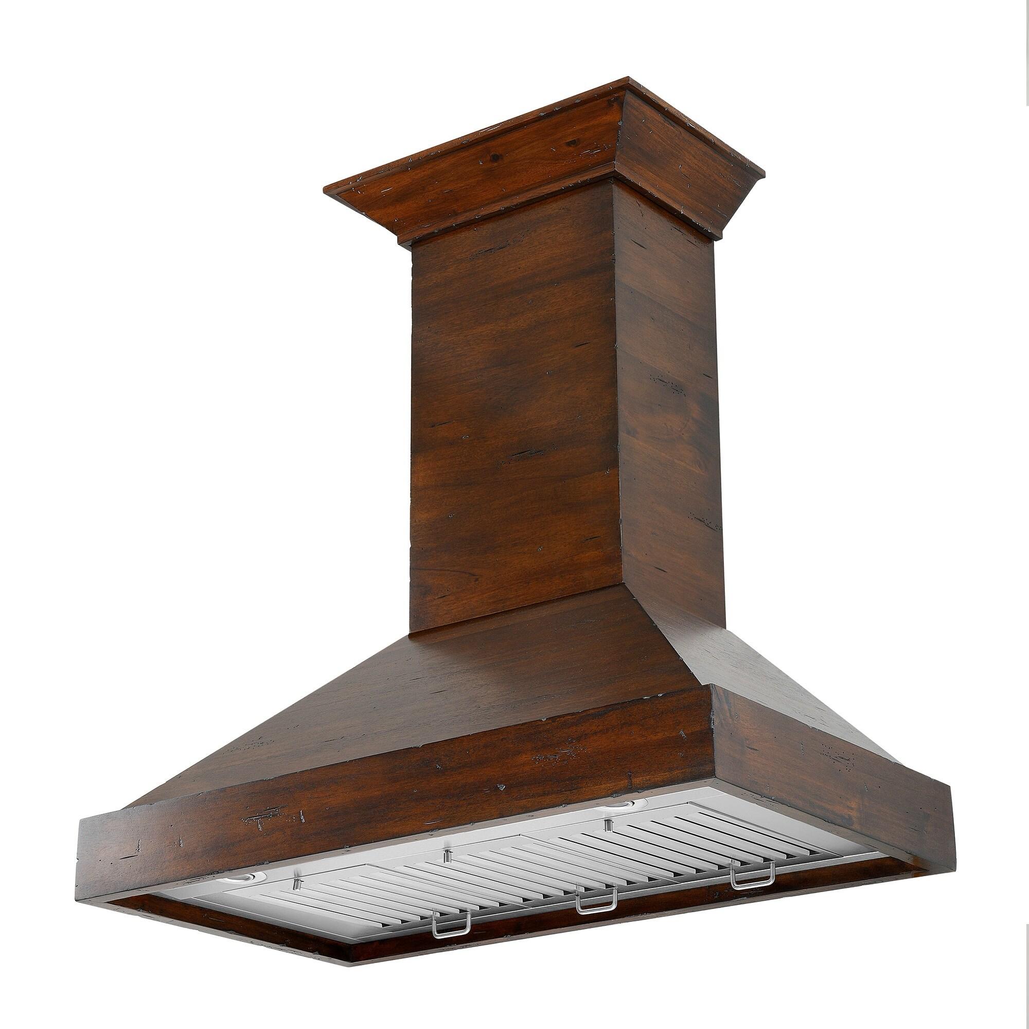 ZLINE 36" Convertible Vent Wooden Wall Mount Range Hood in Walnut