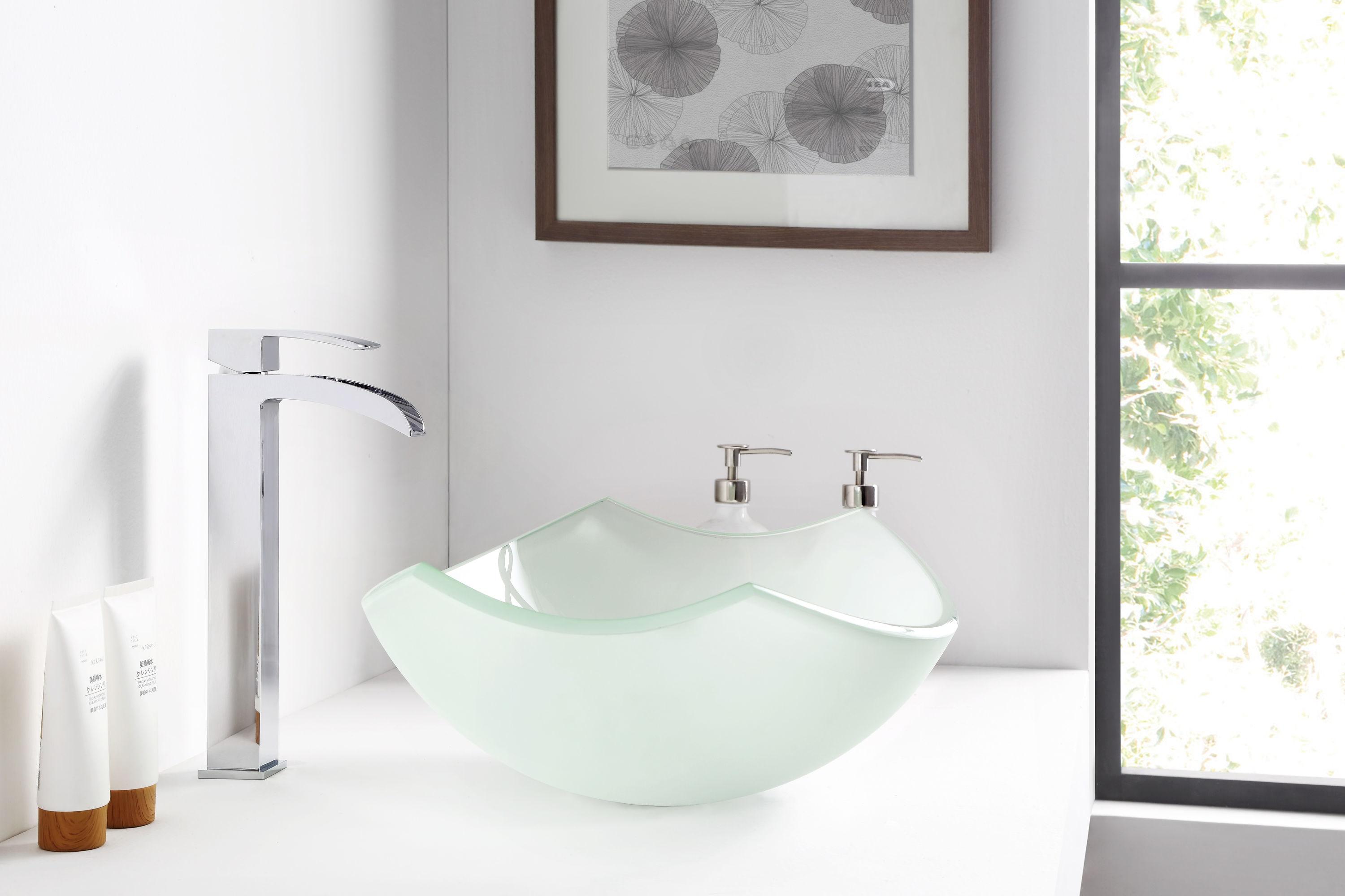 ANZZI Pendant 14.6'' Clear Tempered Glass Specialty Bathroom Sink