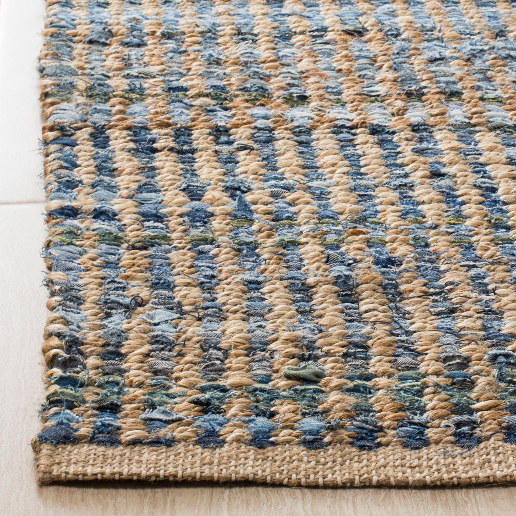 Cape Cod CAP352 Hand Woven Area Rug - Natural/Blue - 6'x9' - Safavieh.