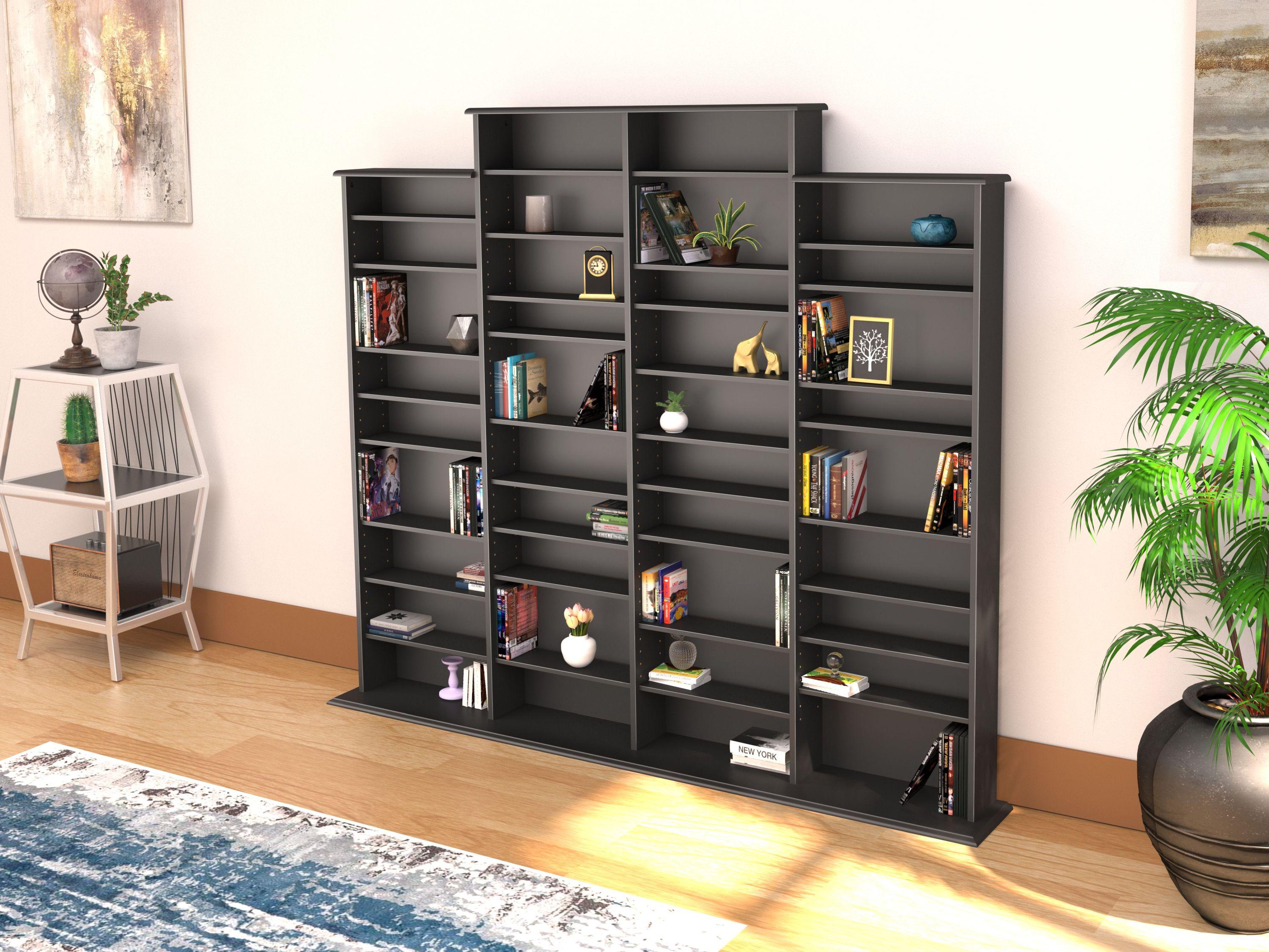 Prepac Quad 64" CD DVD Wall Media Storage Rack in Black