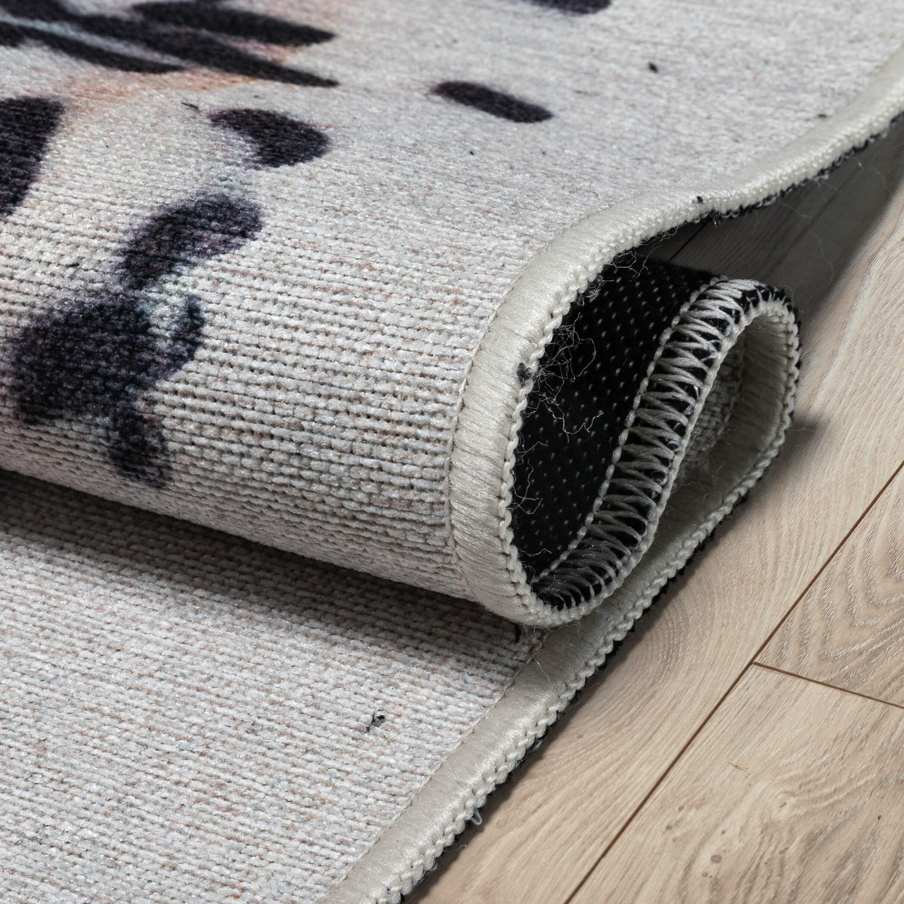 Well Woven Apollo White Sprinkles Donut Modern Kids Ivory Black 3'3" x 5' Easy Clean Area Rug