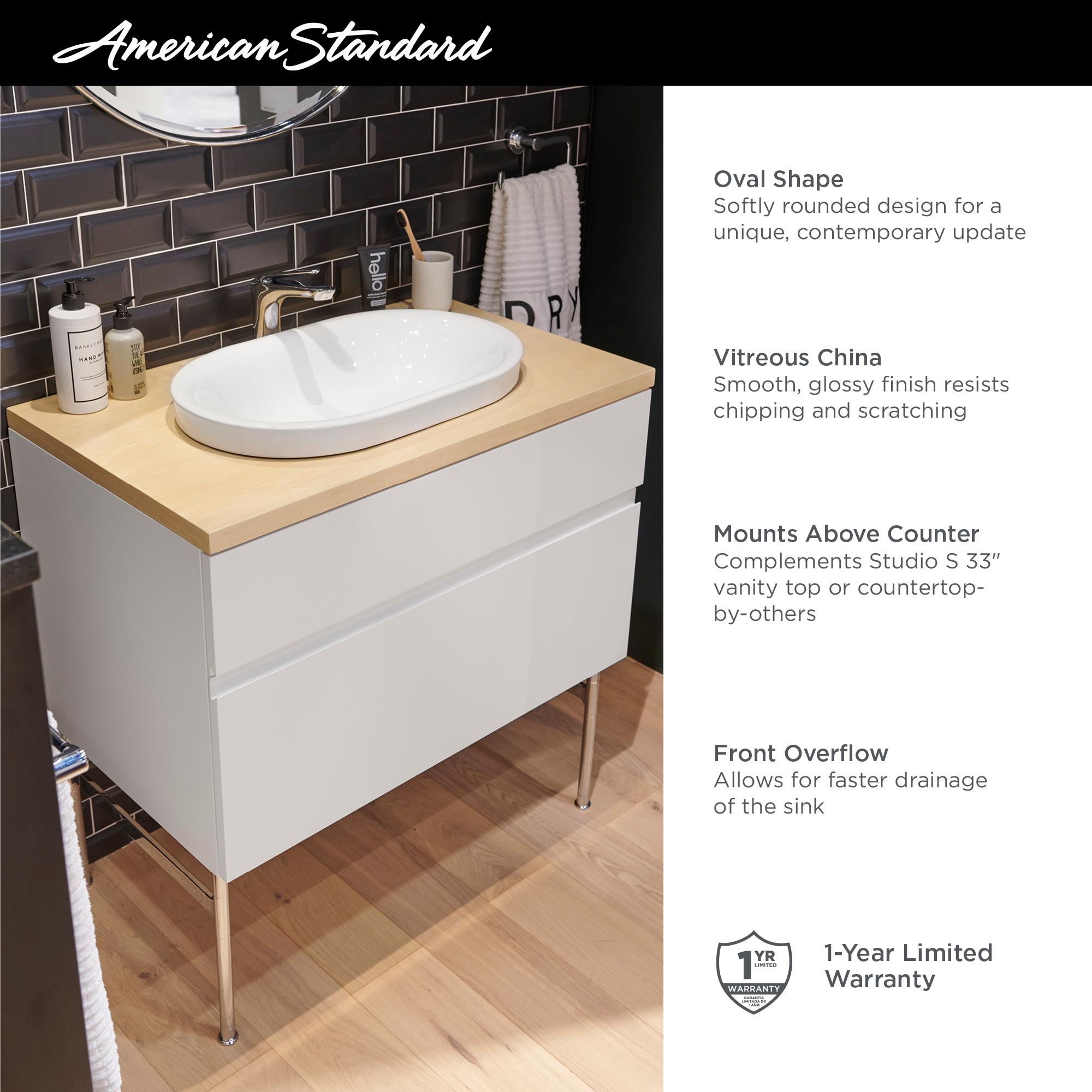 American Standard Studio S 14'' White Vitreous China Oval Bathroom Sink with Overflow