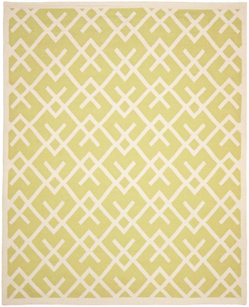 SAFAVIEH Dhurries Brianna Geometric Area Rug, Light Green/Ivory, 8' x 10'