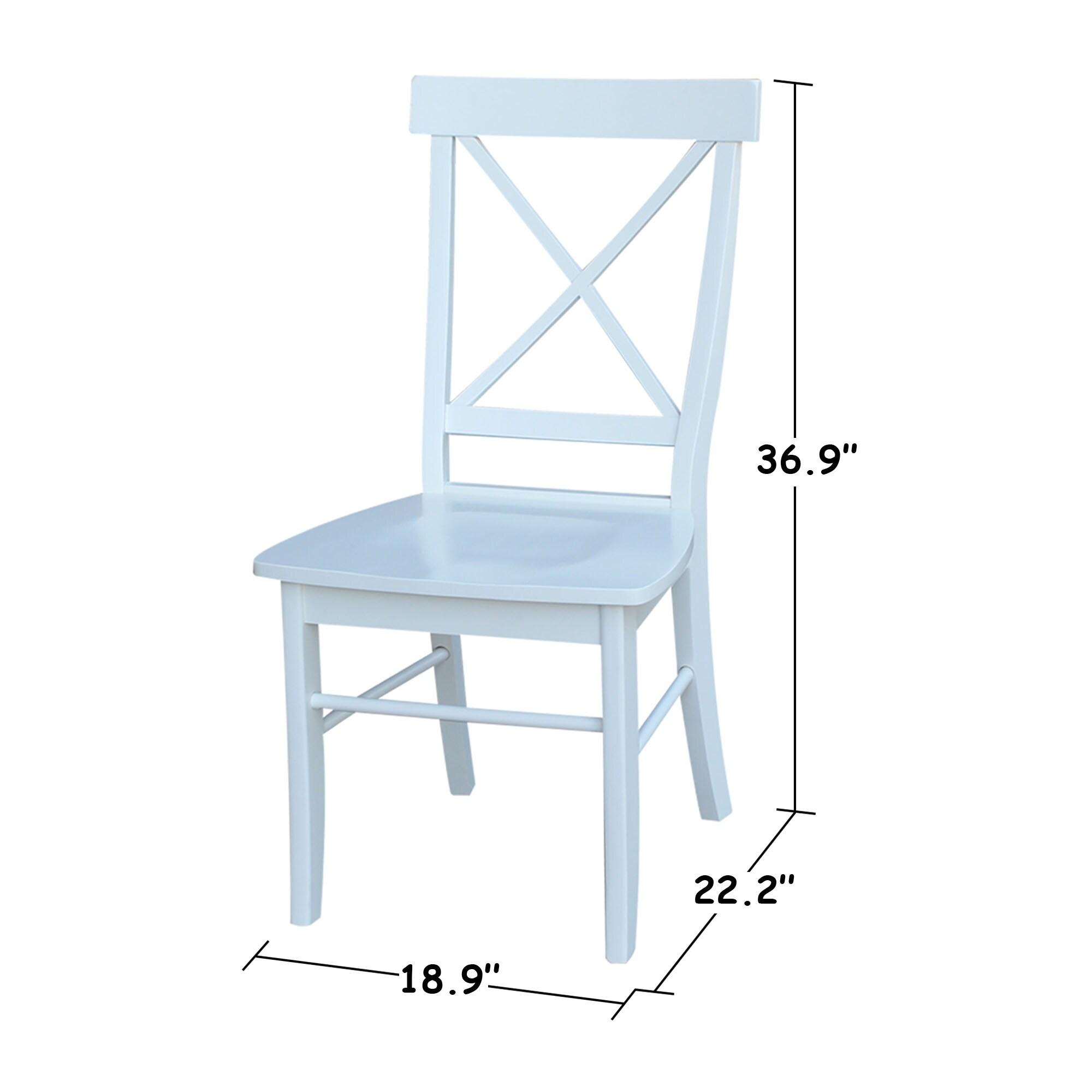 International Concepts Set of 2 X Back Chairs with Solid Wood Seats White: Mid-Century Modern, Hardwood Frame