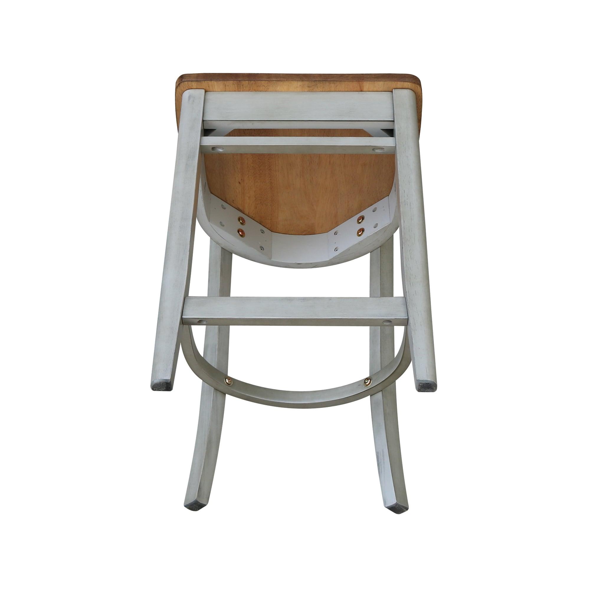 International Concepts Wood Emily Ladder Back Counter Height Stool - 24" Seat Height - Distressed Hickory/Stone