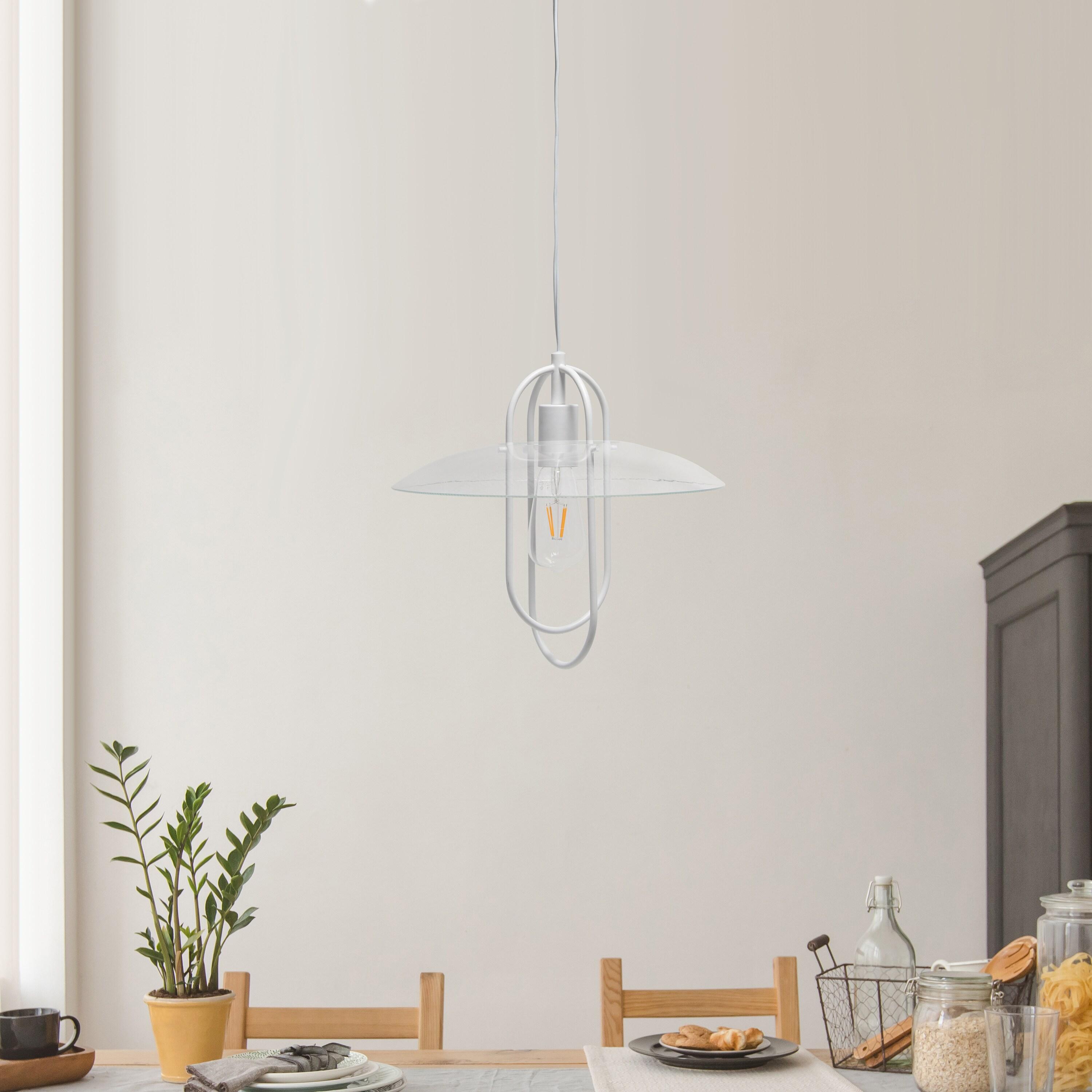 Lalia Home Iron 1 Light Elongated Pendant in White