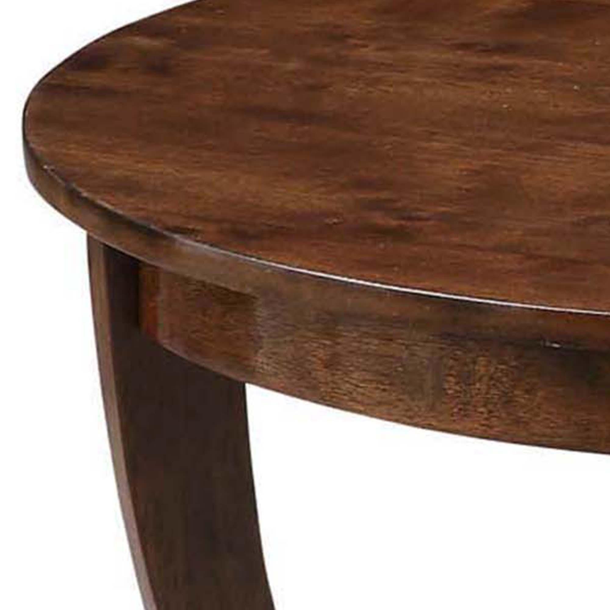 FurniFact Brown Round Coffee Table with Lower Shelf for Stylish Living Room Storage