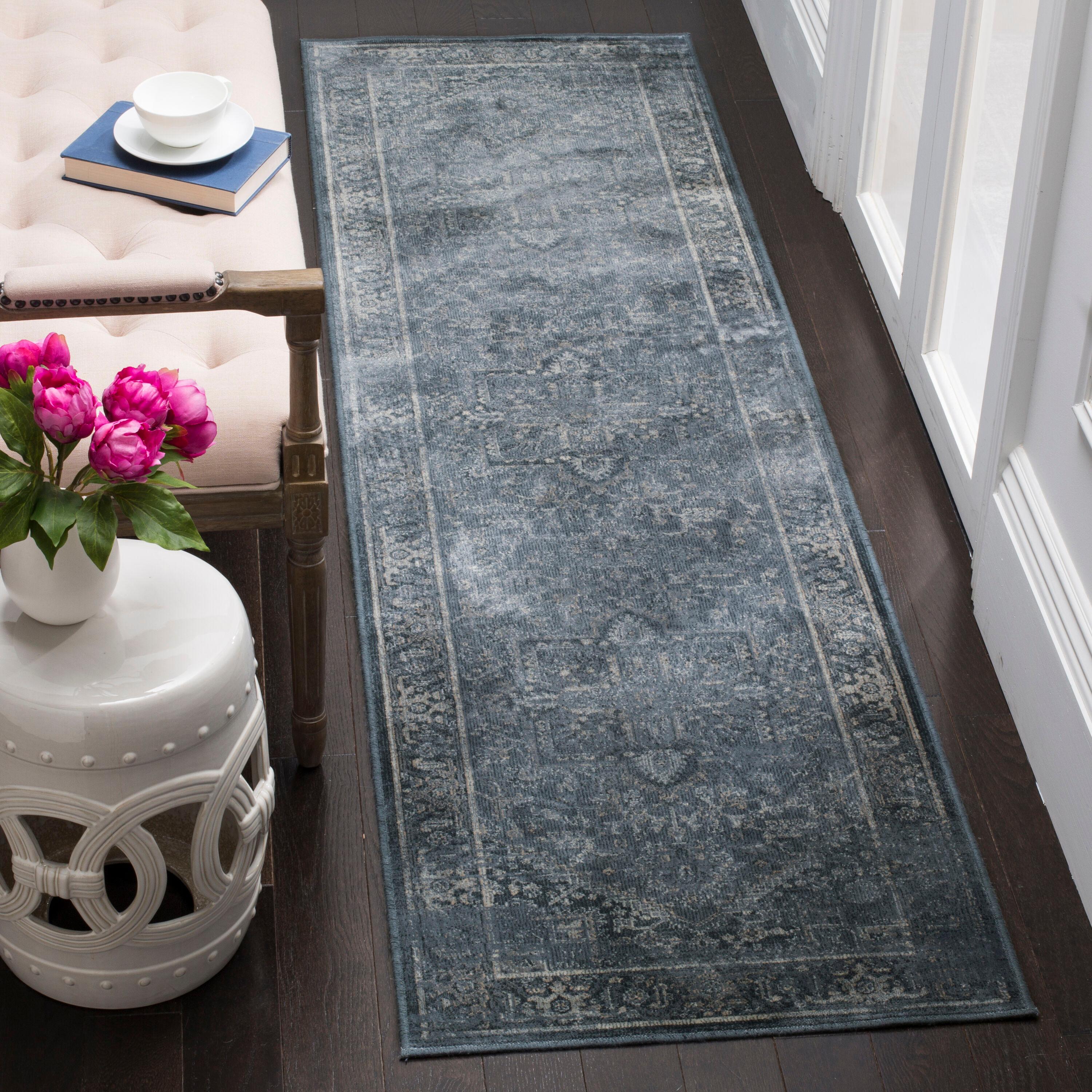 Vintage VTG114 Power Loomed Indoor Skid-Resistant Runner Rug - Blue - 2'2"x8' - Safavieh