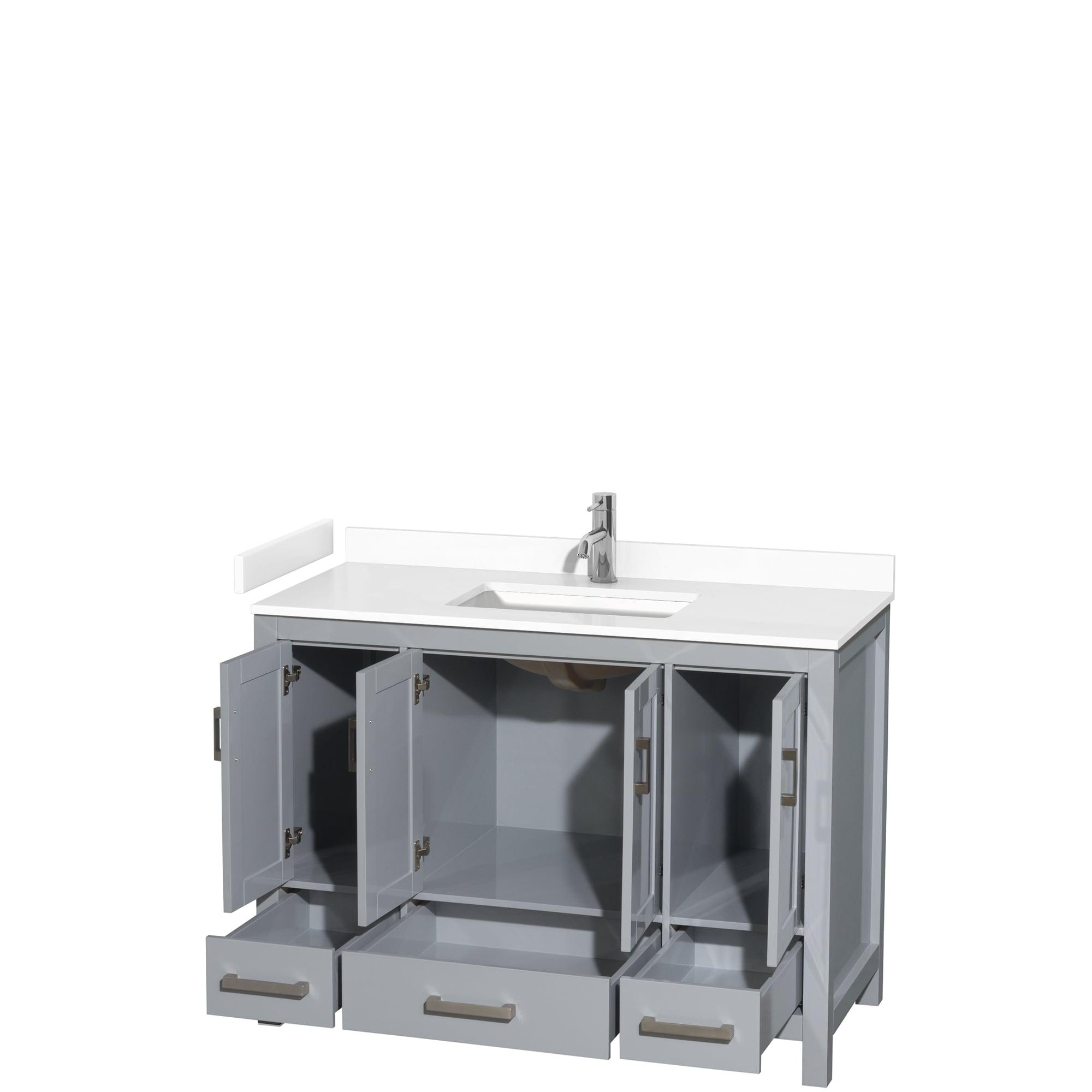 Wyndham Collection Sheffield 48" Freestanding Single Bathroom Vanity with Cultured Marble Top
