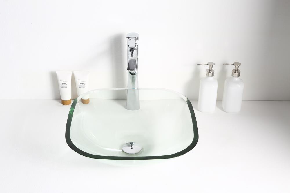 ANZZI Cadenza 16.5'' White Tempered Glass Circular Bathroom Sink