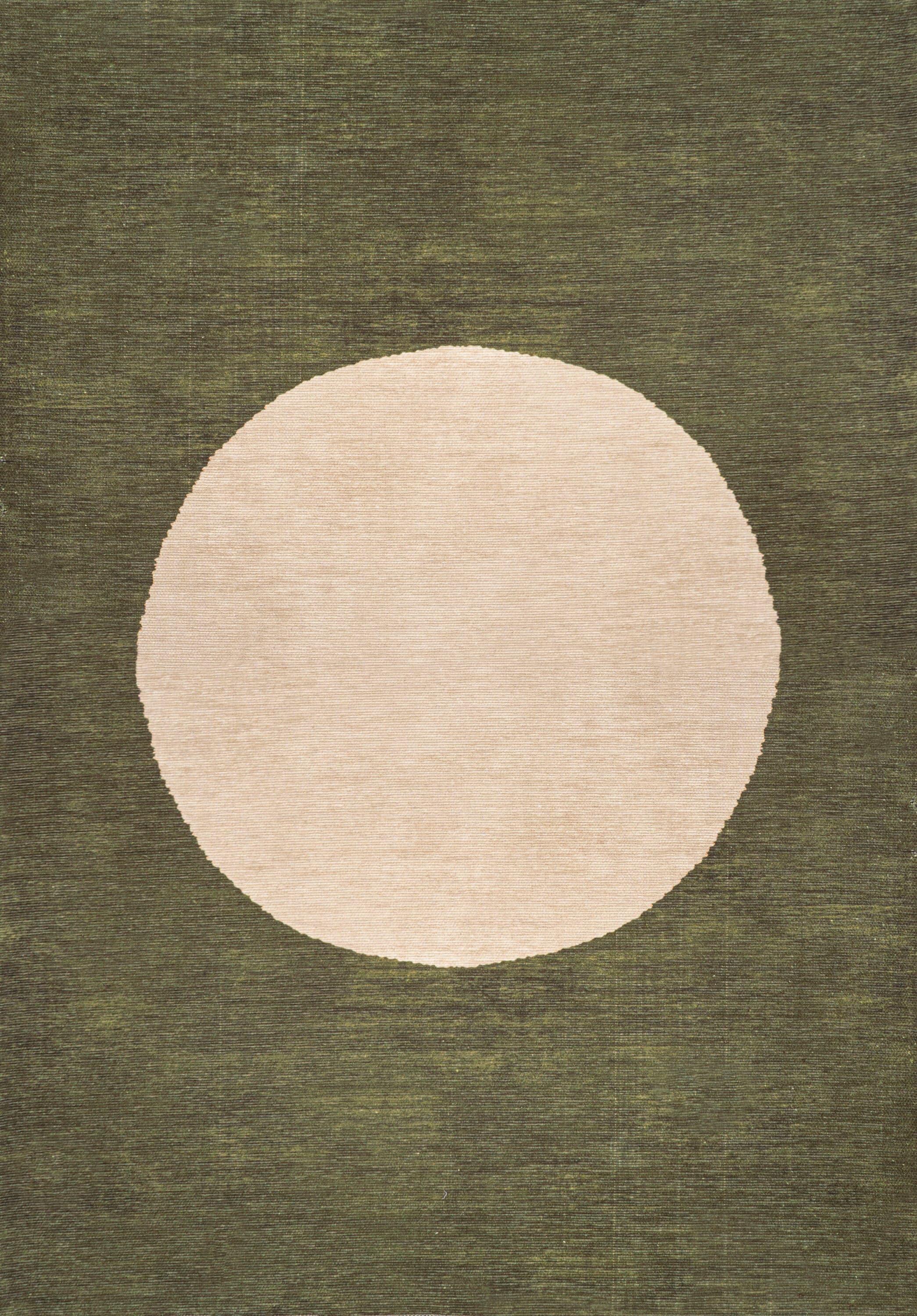 8' x 10' Cirkel Minimalist Geometric Dot Machine-Washable Area Rug, Olive/Cream - JONATHAN Y