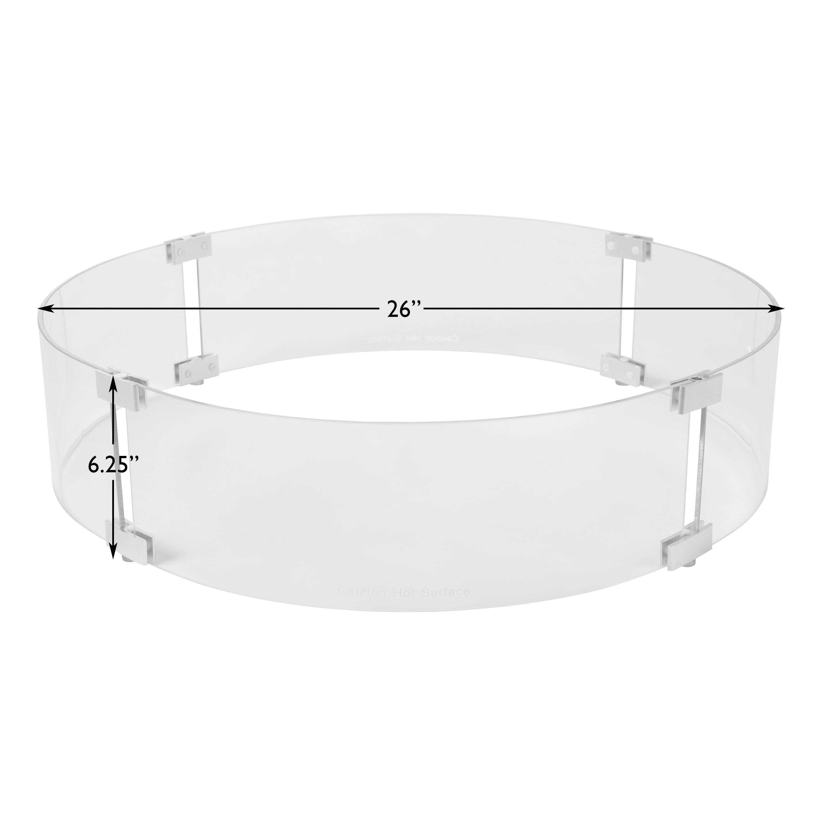 Fire Sense Fire Sense Wind Guard Clear Glass Tempered Glass for Propane, Gas, Fire Pits and Patio Heaters-Round-26 Inches