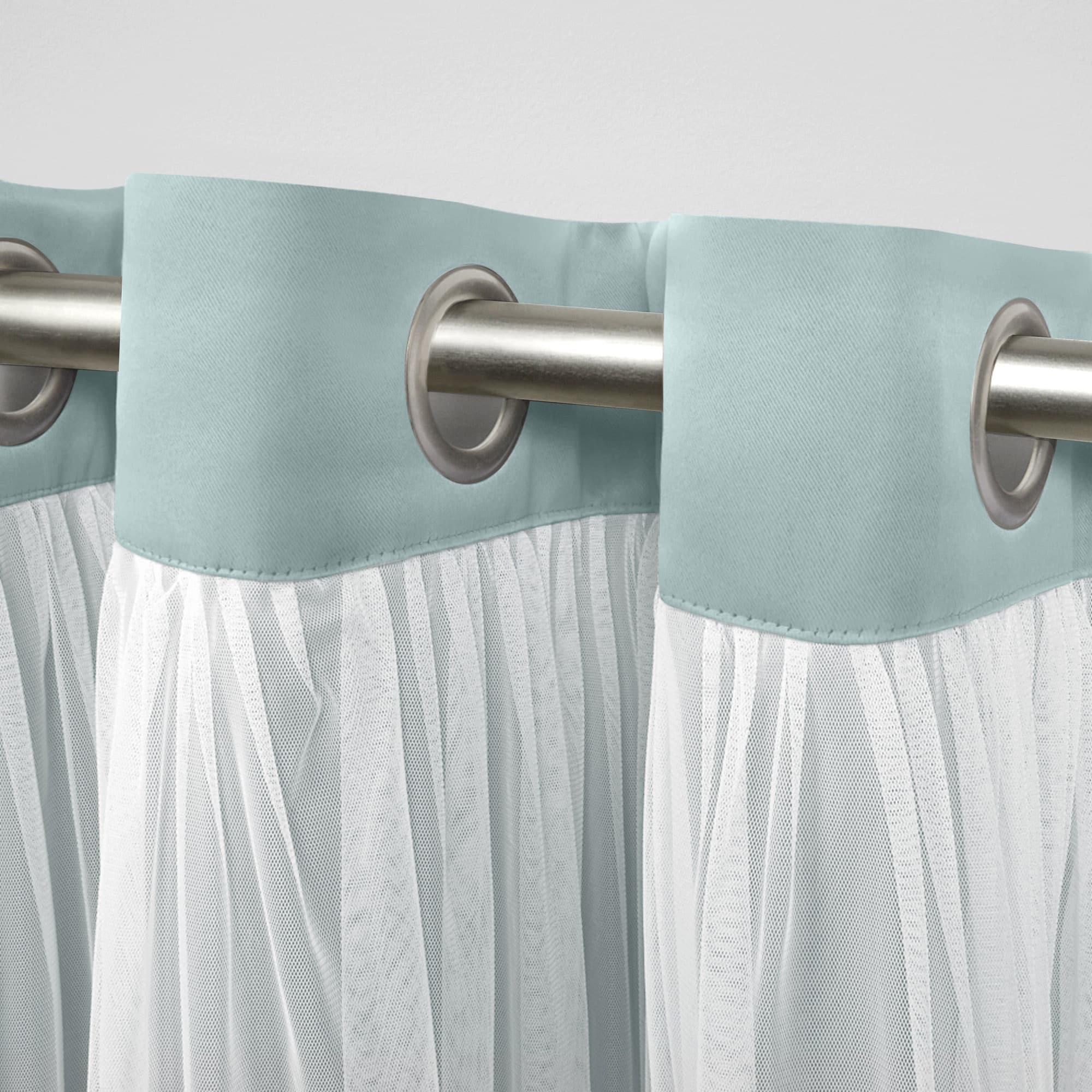 TOWN & COUNTRY LUXE Talia Double Layer Indoor Curtains, Sheer and Room Darkening Blackout, Grommet Top, Energy Efficient, 2-Pack Set, 52"x108", Mint Green