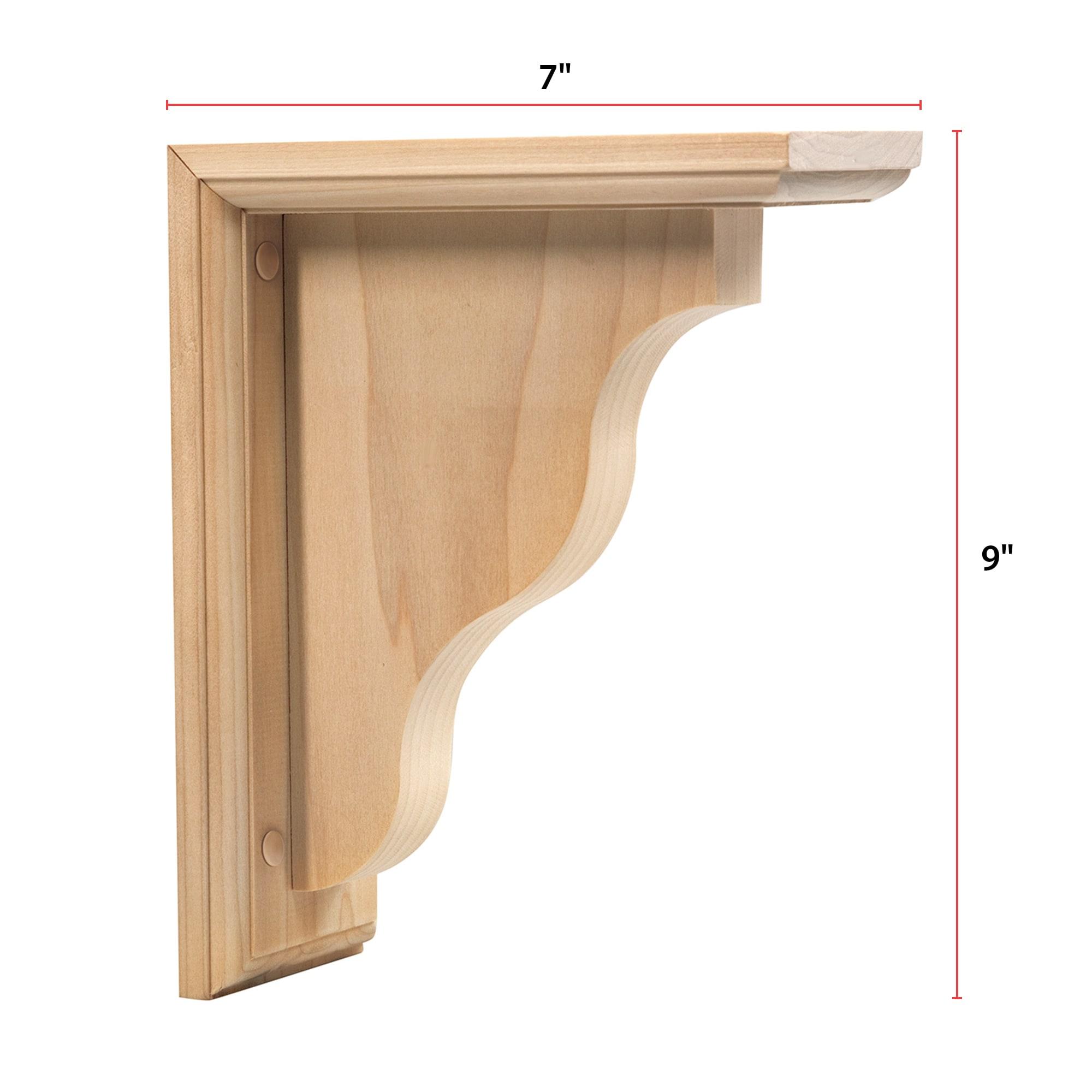 Two-Way Bracket - 9 in. x 7 in. x 3.5 in. - Sanded Unfinished Hardwood - Countersunk and Pre-Drilled - DIY Home Shelving