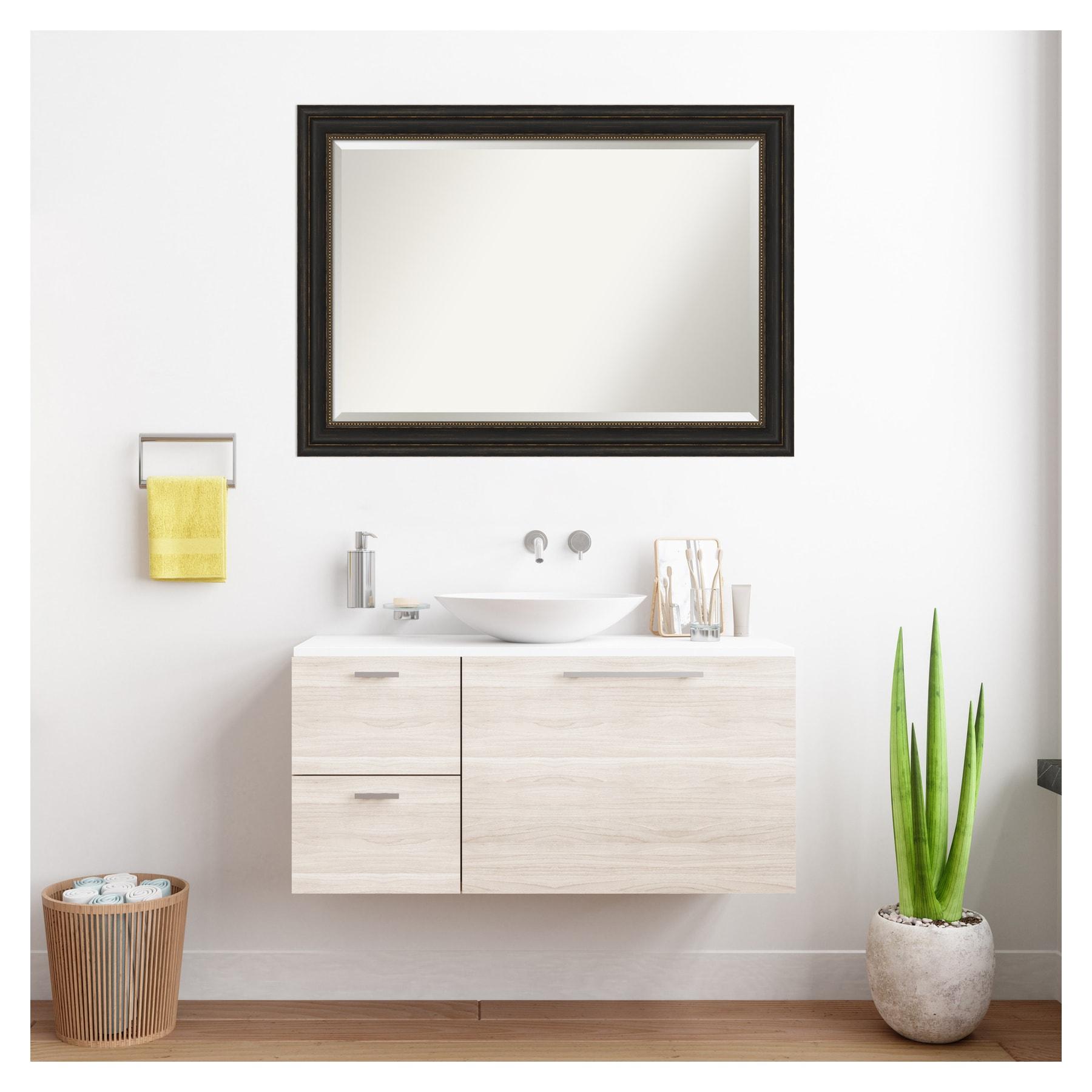 Amanti Art Accent 41.0-Inches x 29.0-Inches Framed Rectangle Bathroom Vanity Mirror ( Burnished Bronze )