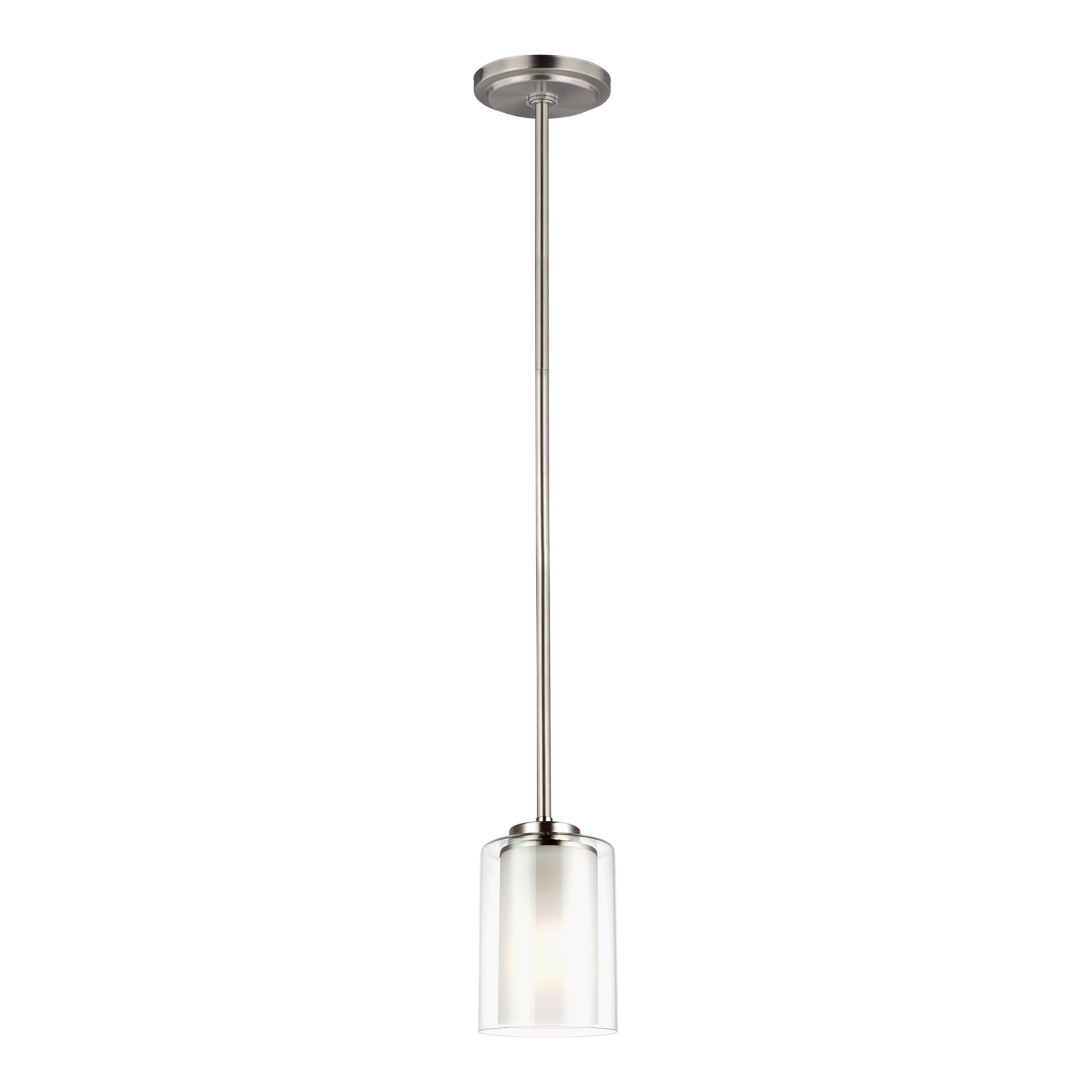 XIANMM Generation 6137301-962 Transitional One Light Pendant from Seagull-Elmwood Park Collection in Pewter, Silver Finish, Brushed Nickel