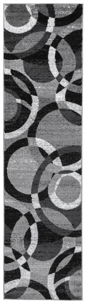 World Rug Gallery Geometric Circles Gray 2' x 7' Runner Rug