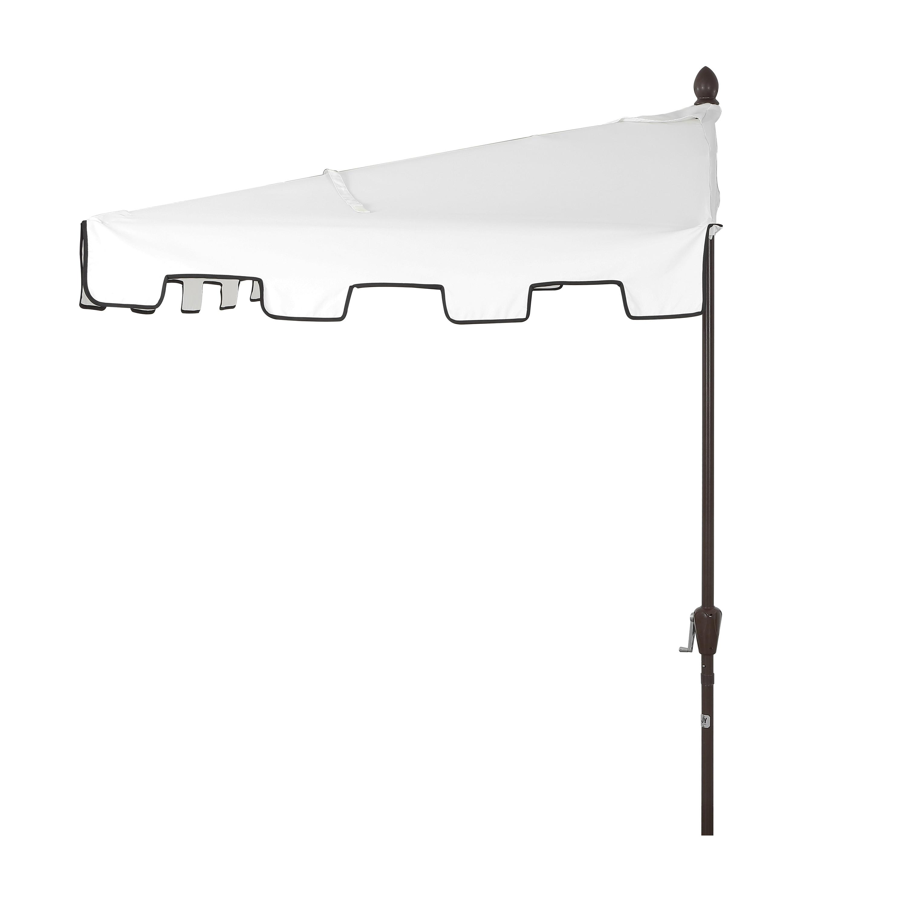 JONATHAN Y Sidney 9 ft. Classic MidCentury Rectangular Half Market Patio Umbrella with Crank, Wind Vent and UV Protection in White/Black