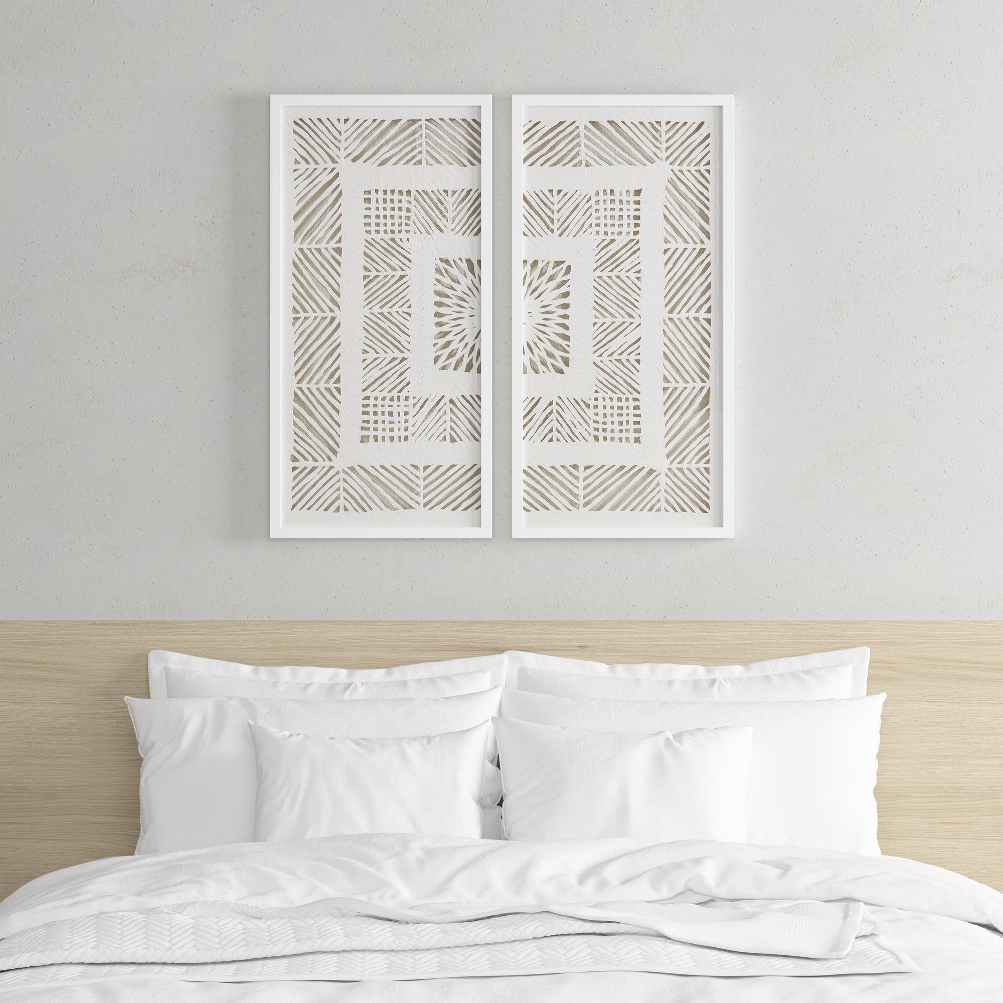 Dakota Fields Framed Geometric Rice Paper Panel Shadowbox Wall Décor (Set of 2)
