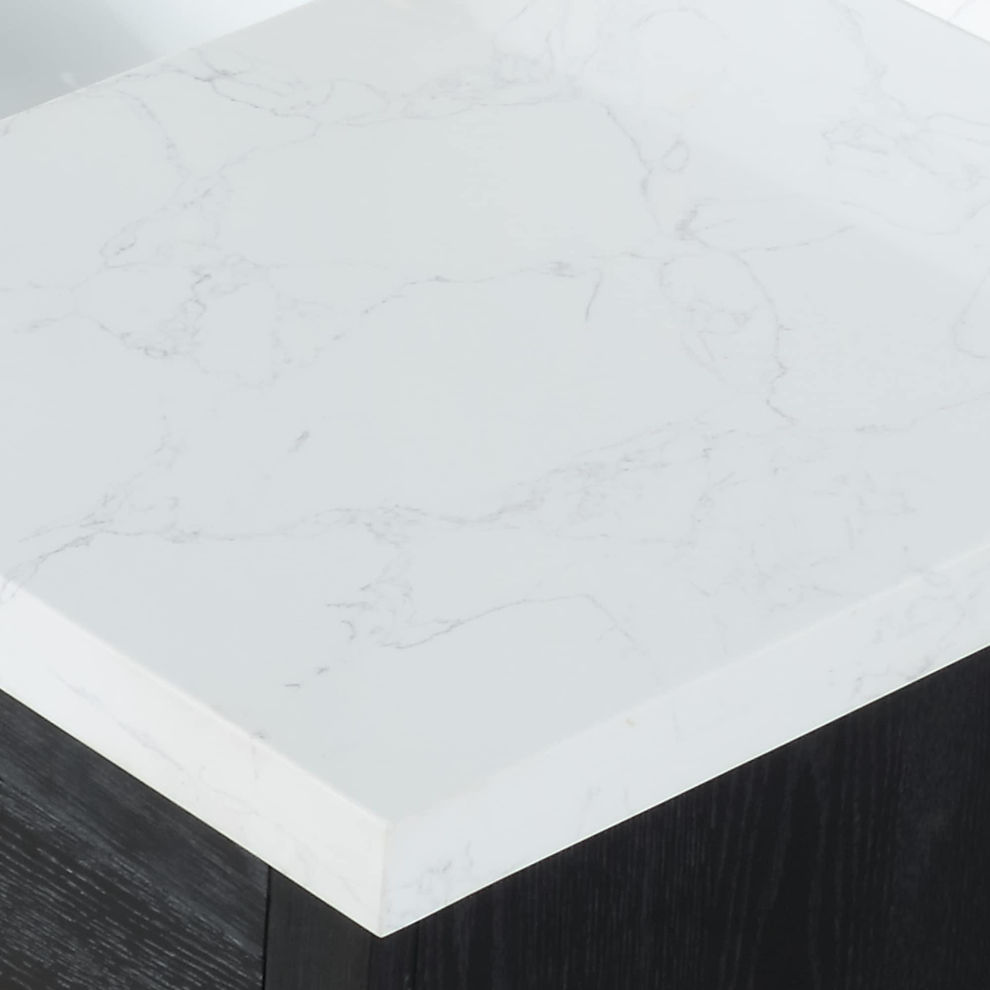 Altair Gazsi Wood Vanity with Composite Stone Top, 84" Black Oak, No Mirror