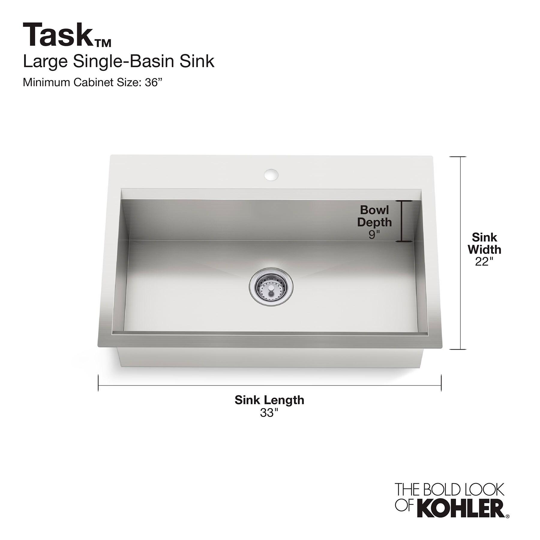 Task 33" x 22" Top-Mount/Undermount Single-Bowl Workstation Kitchen Sink With Accessories