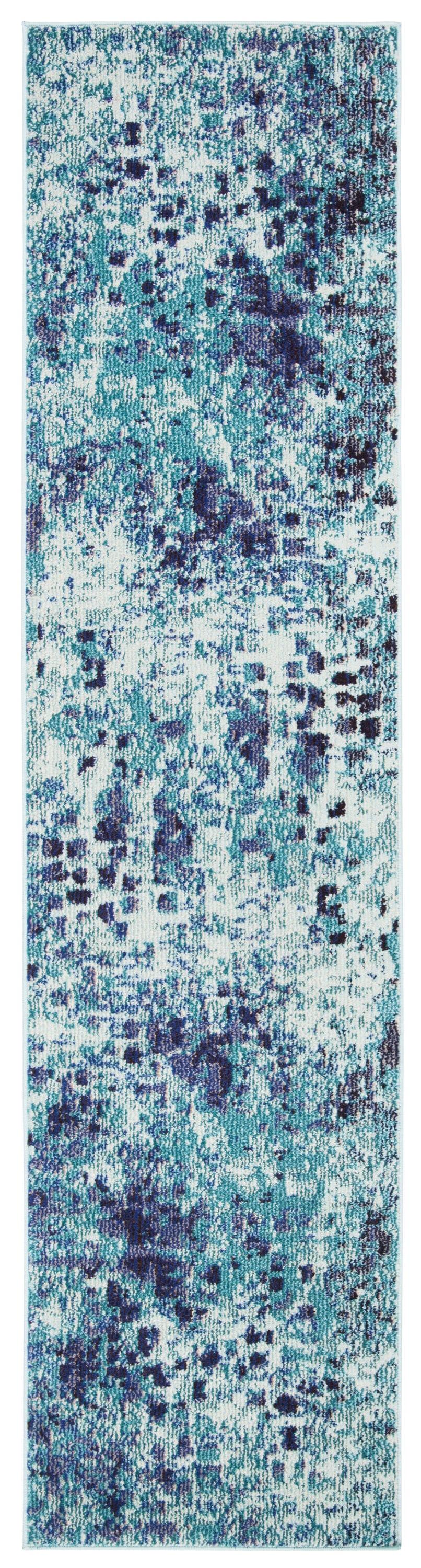 Madison MAD425 Power Loomed Indoor Runner Rug - Turquoise/Navy - 2'2"x16' - Safavieh