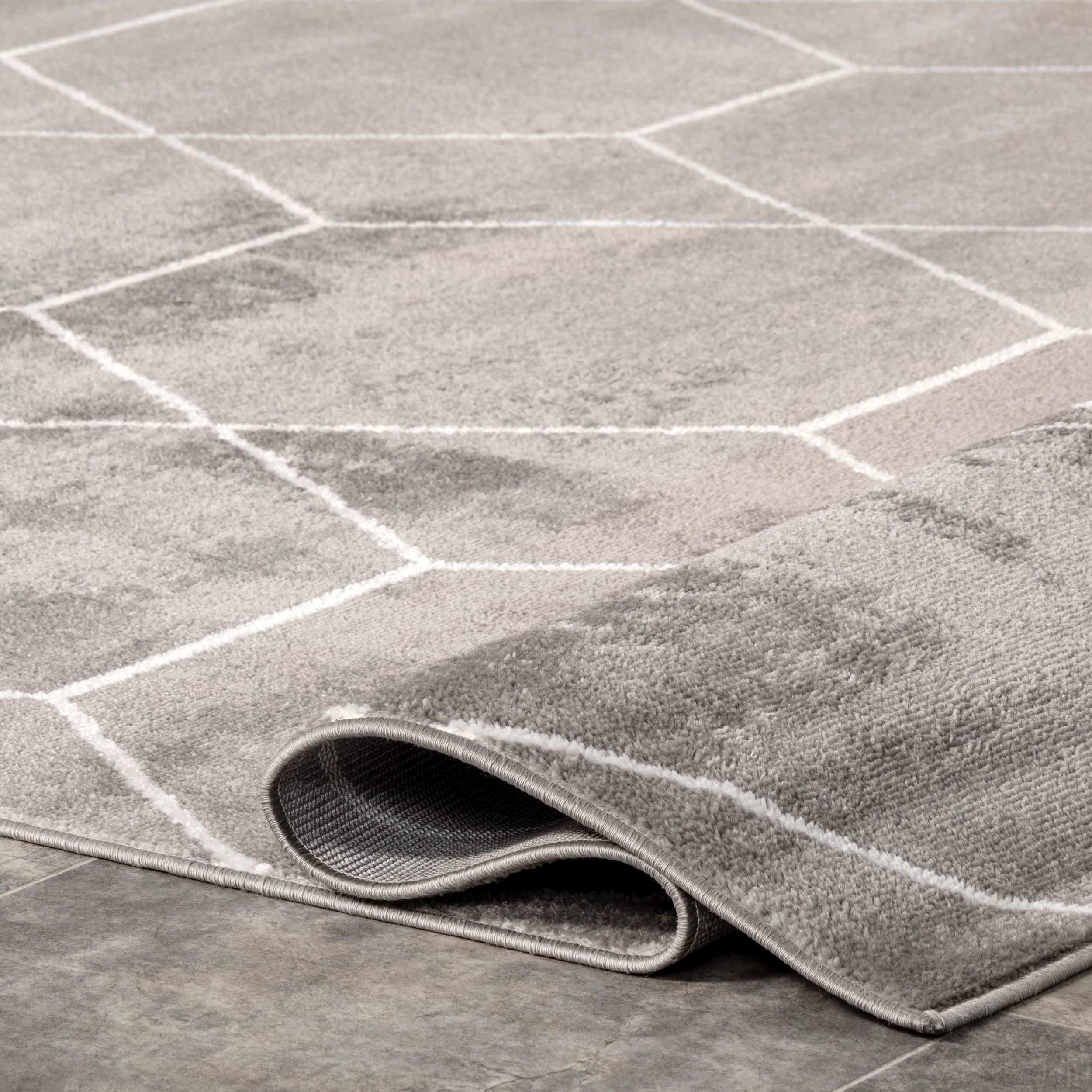 Nuloom Veronica Geometric 4x6 Indoor Area Rug for Living Room Bedroom Dining Room Kitchen, Grey/Ivory