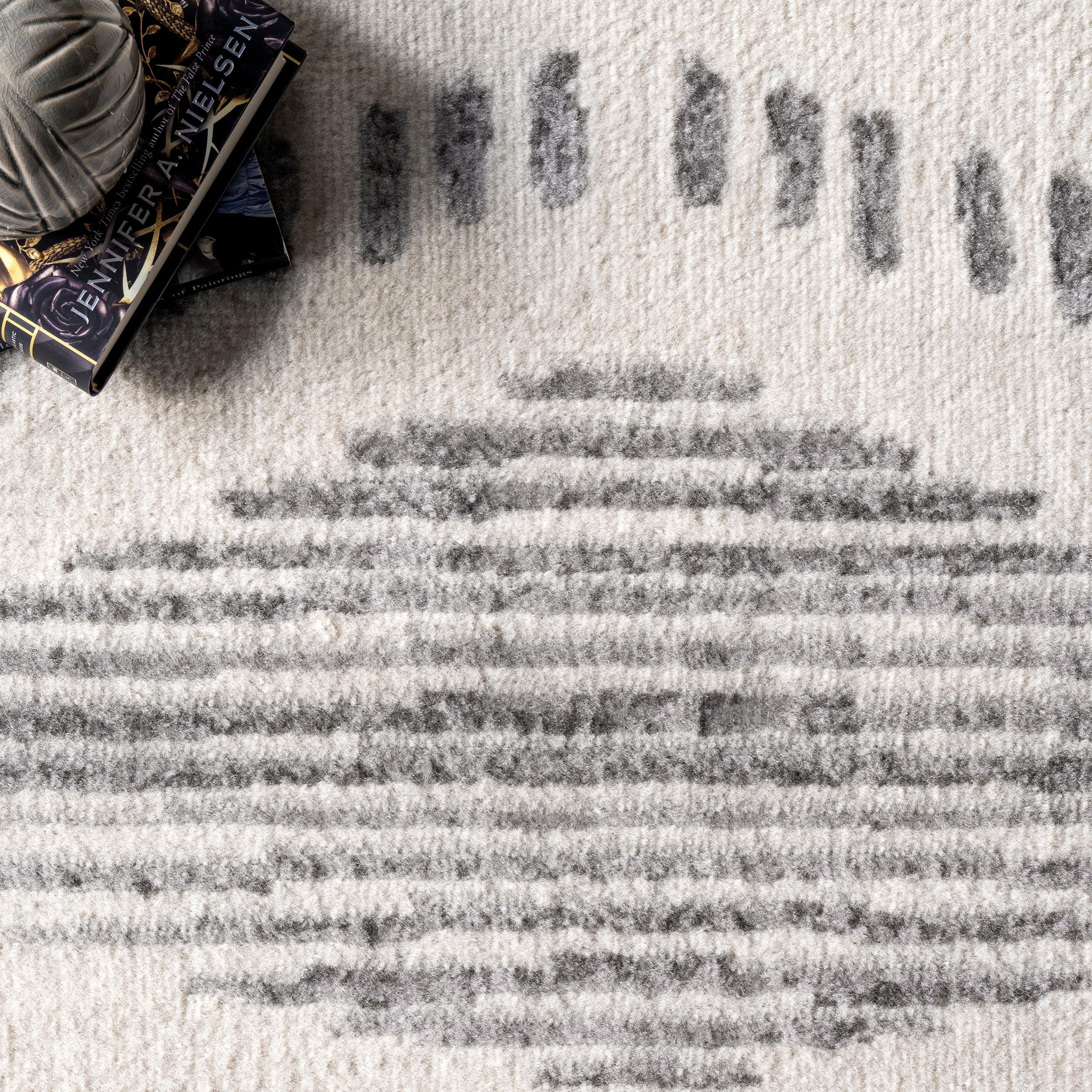 4'x6' Briggs Contemporary Striped Area Rug Light Gray - nuLOOM: Geometric Pattern, Low Pile, Indoor Use, Rectangle