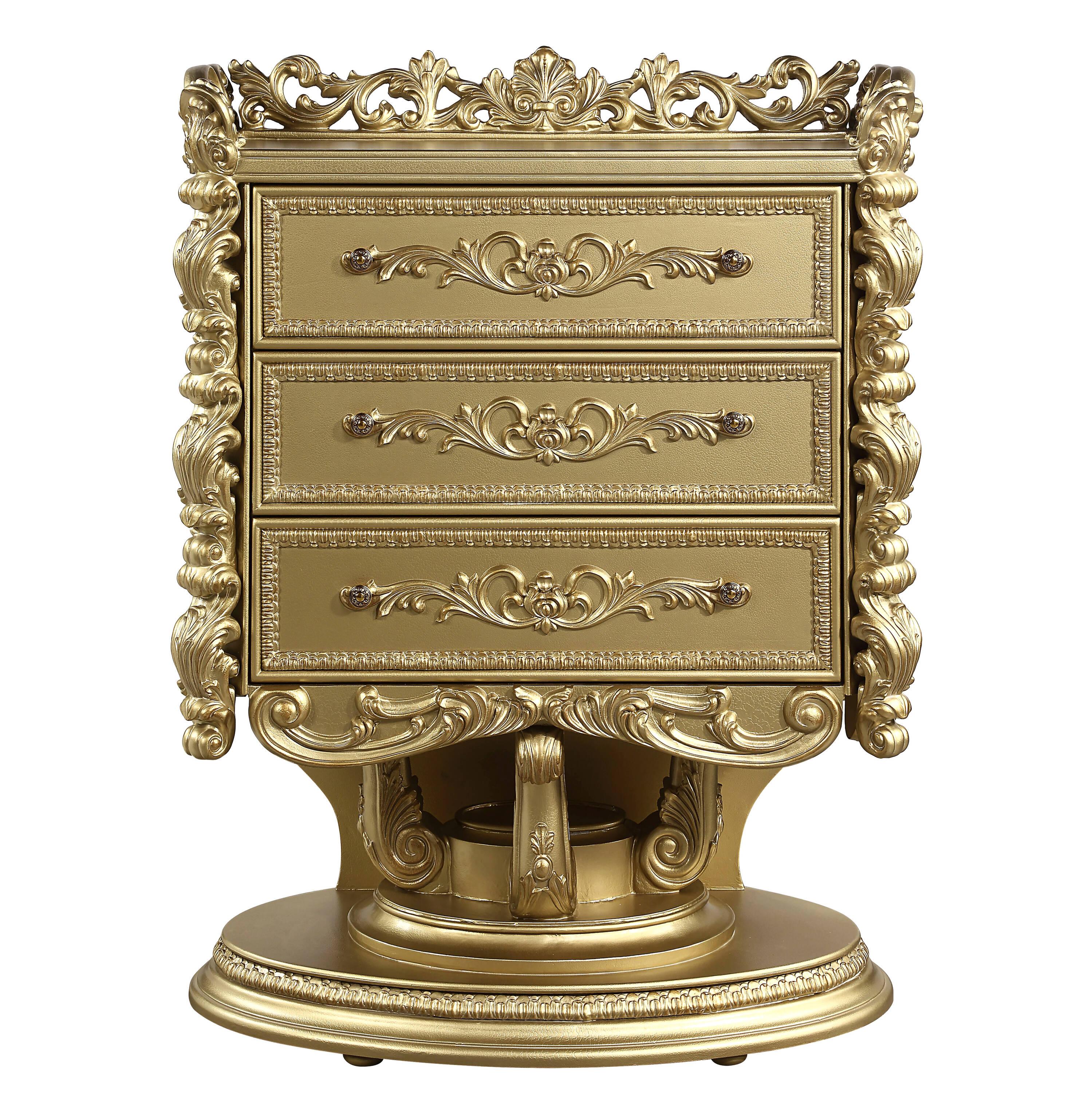 47" Bernadette Decorative Storage Drawers Gold Finish - Acme Furniture