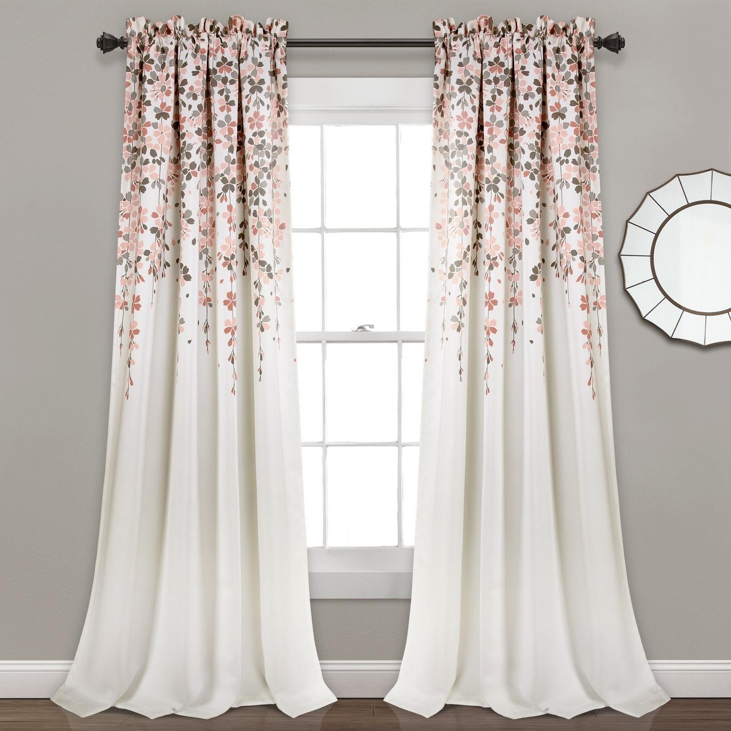 Lush Decor Weeping Flowers Floral Room Darkening Thermal Rod Pocket Curtain Panels (Set of 2)