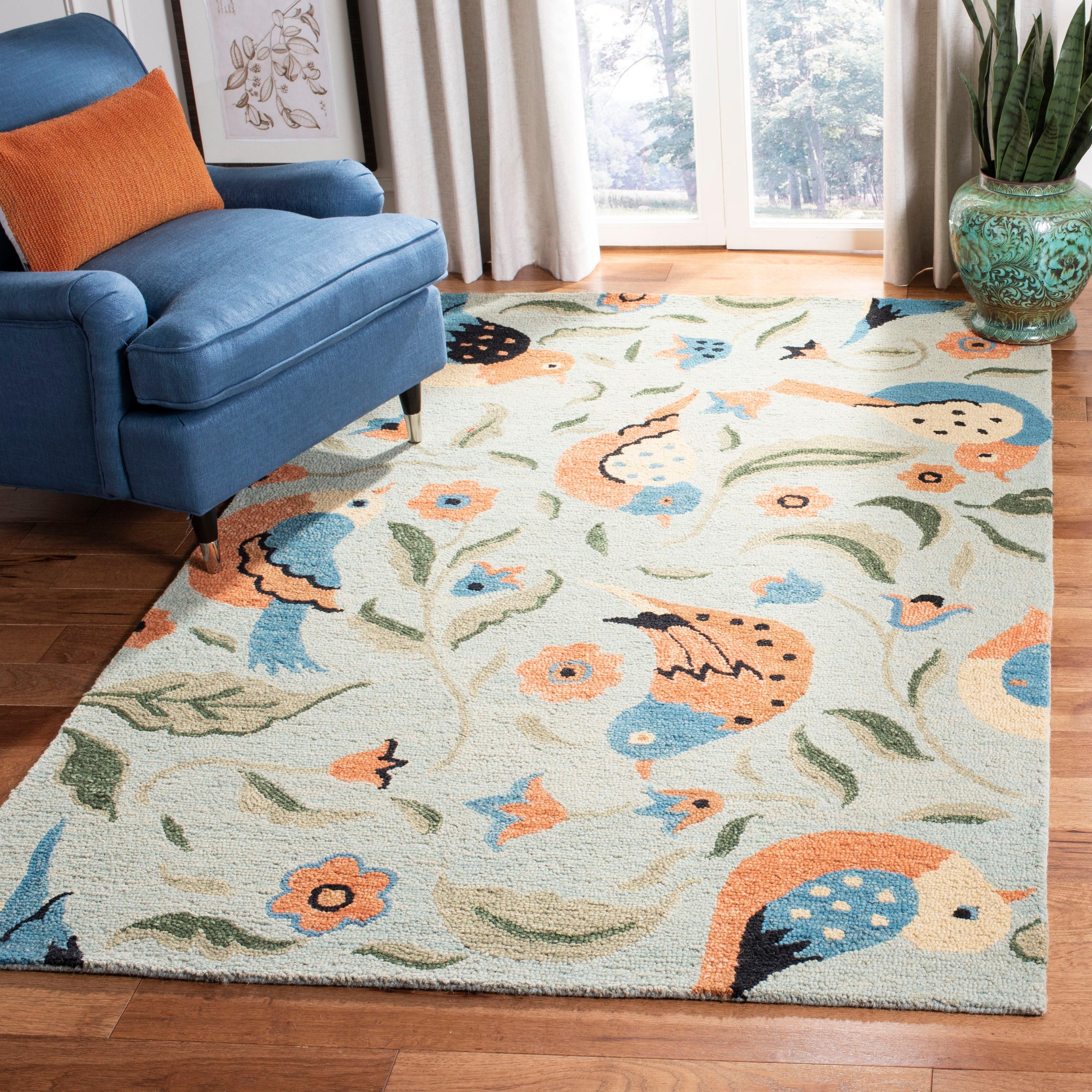 Blossom BLM676 Hand Hooked Area Rug - Sage/Multi - 8'x8' - Safavieh.