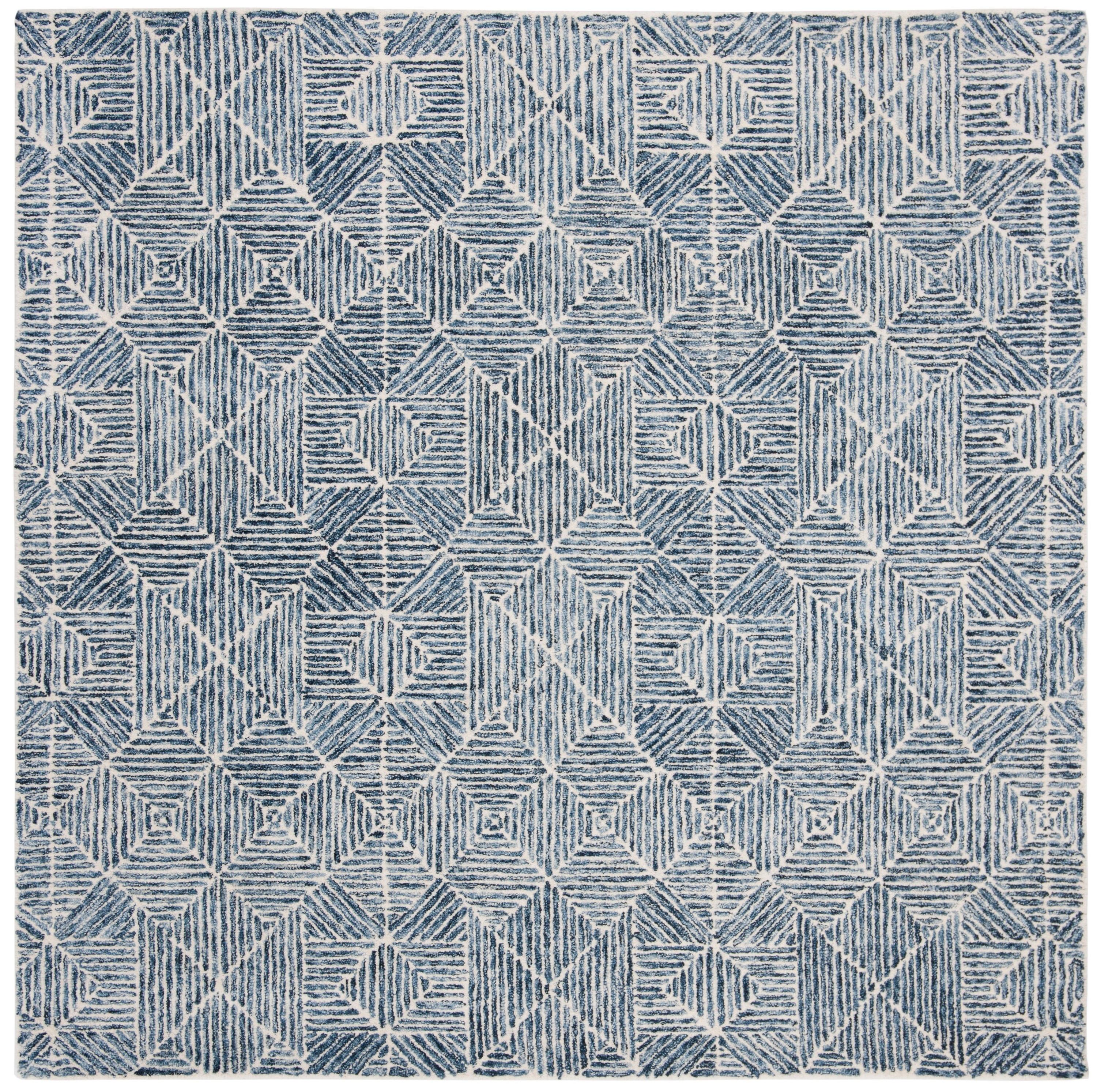 Abstract ABT763 Handmade Indoor Area Rug - Blue - 6'x6' - Safavieh