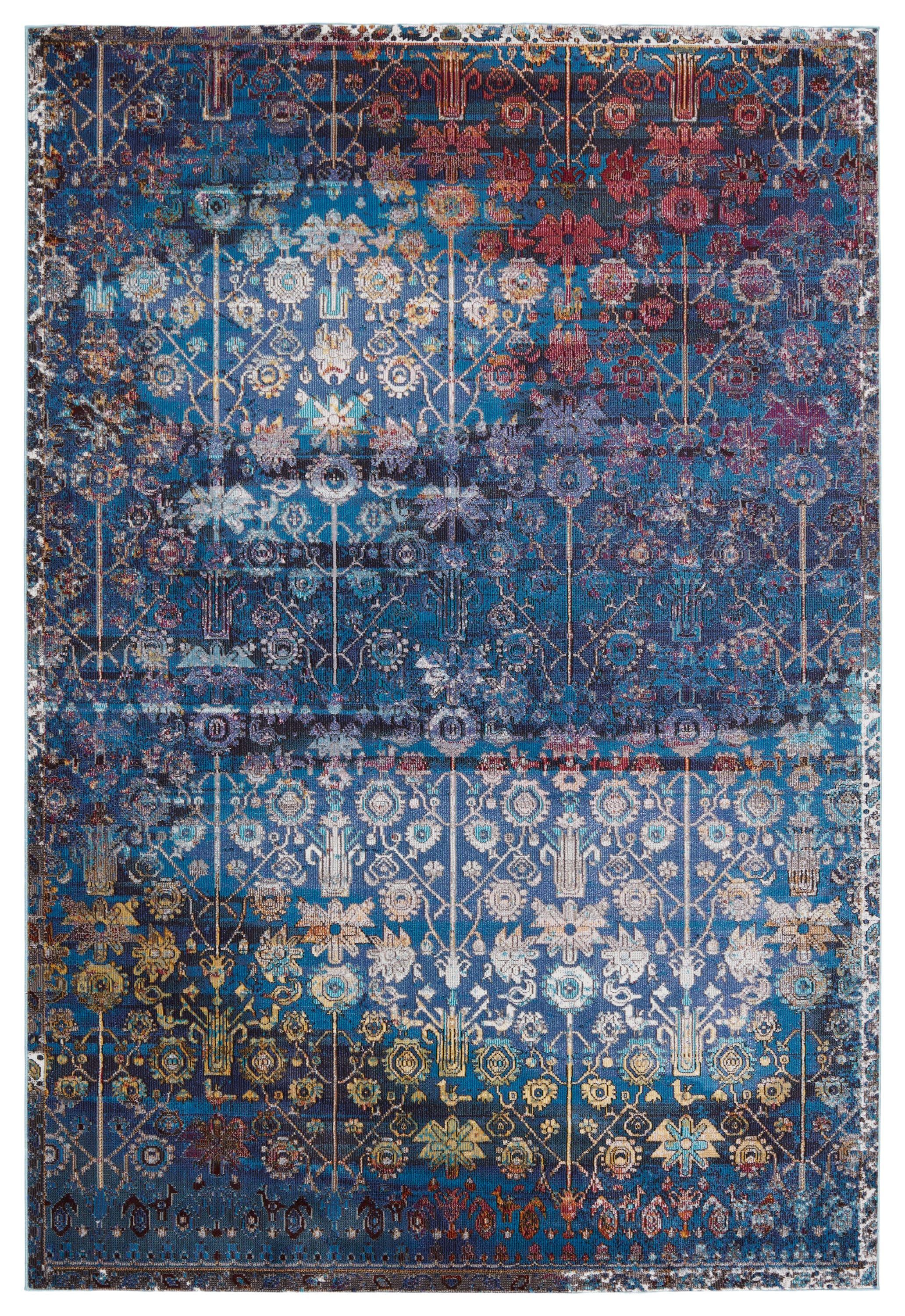 Izar Blue and Multicolor Synthetic 8' x 10' Area Rug