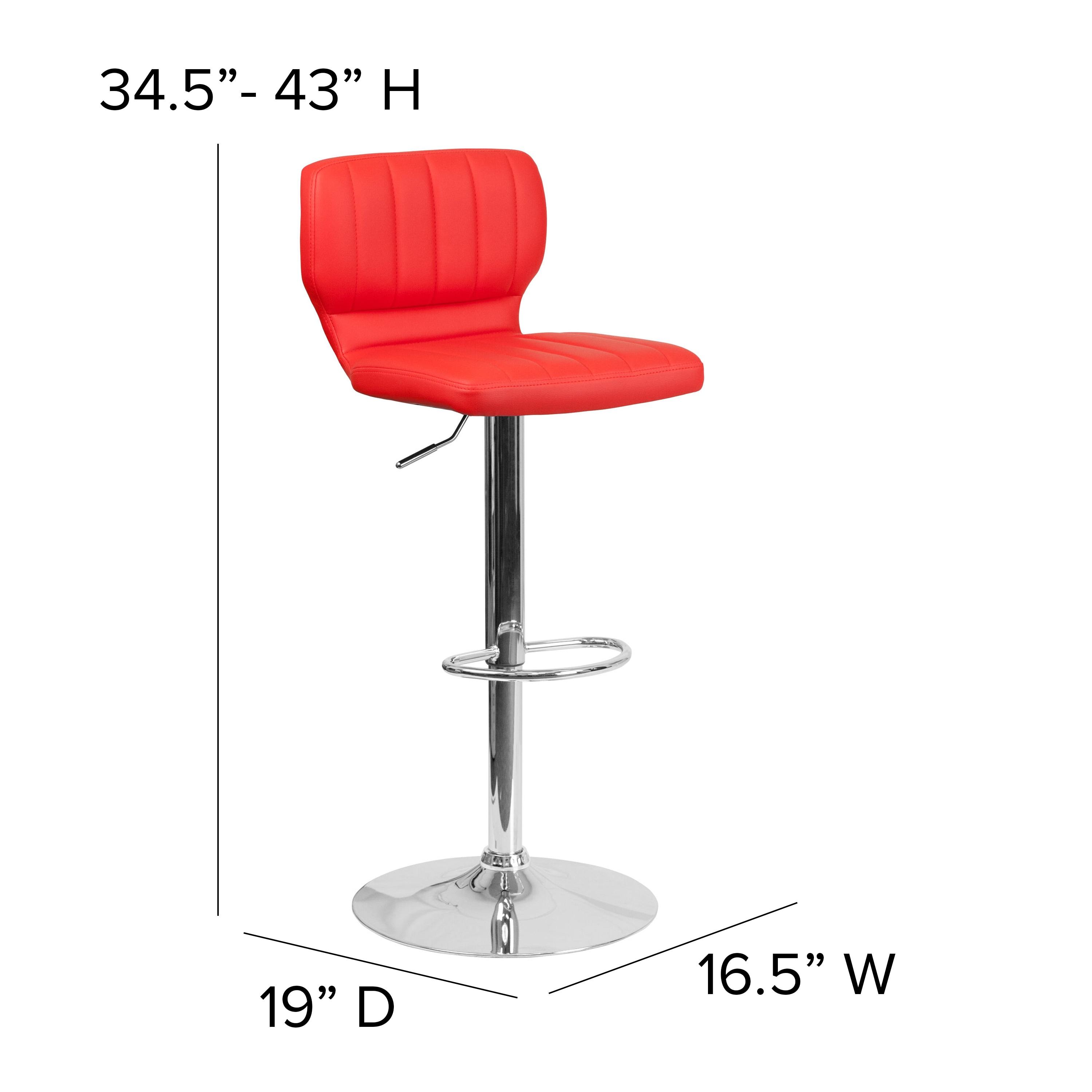 Flash Furniture Bar Stool with 360-Degree Swivel & Adjustable Height, Red