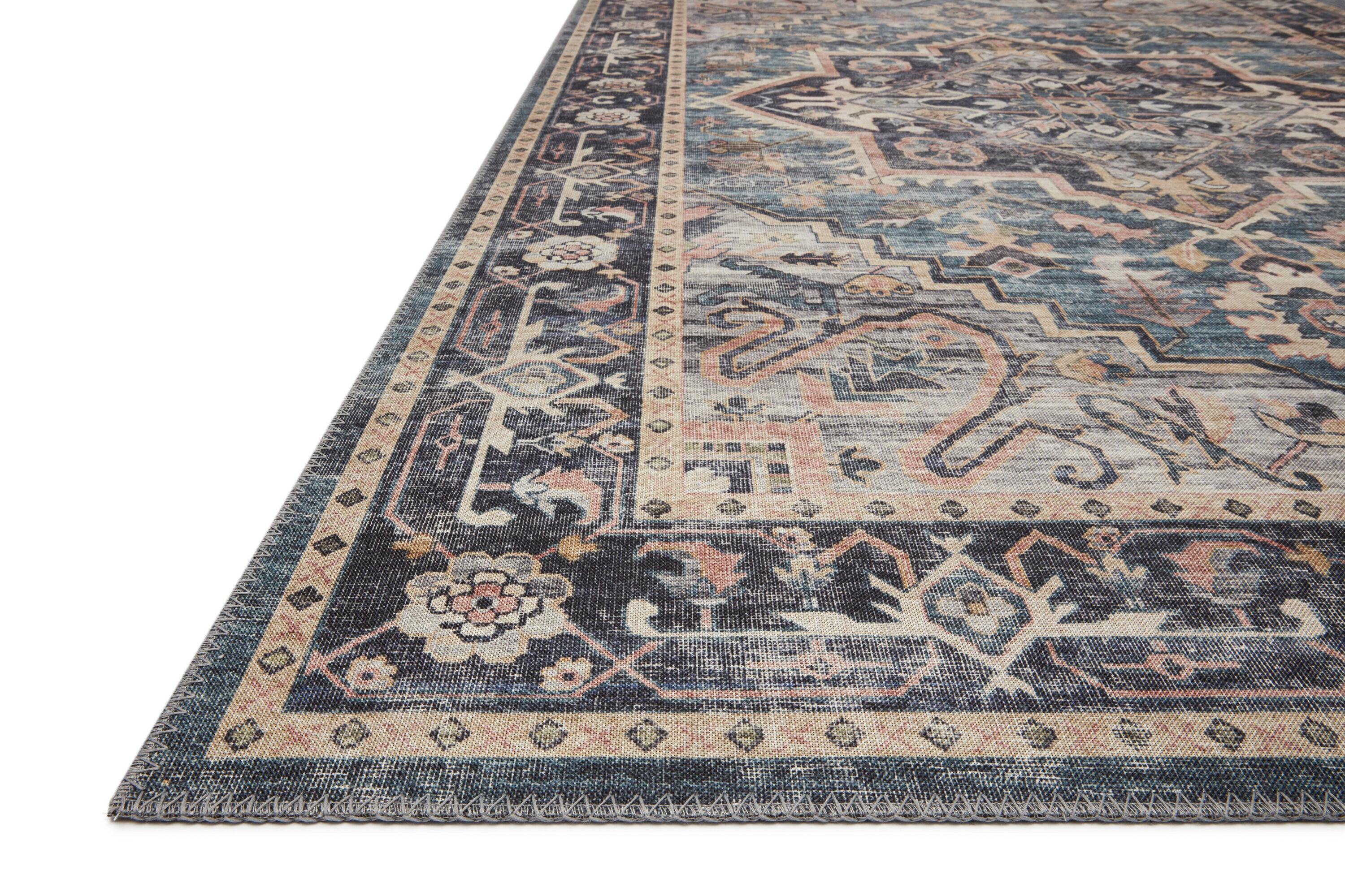 Hathaway Navy and Multi Traditional Distressed Area Rug