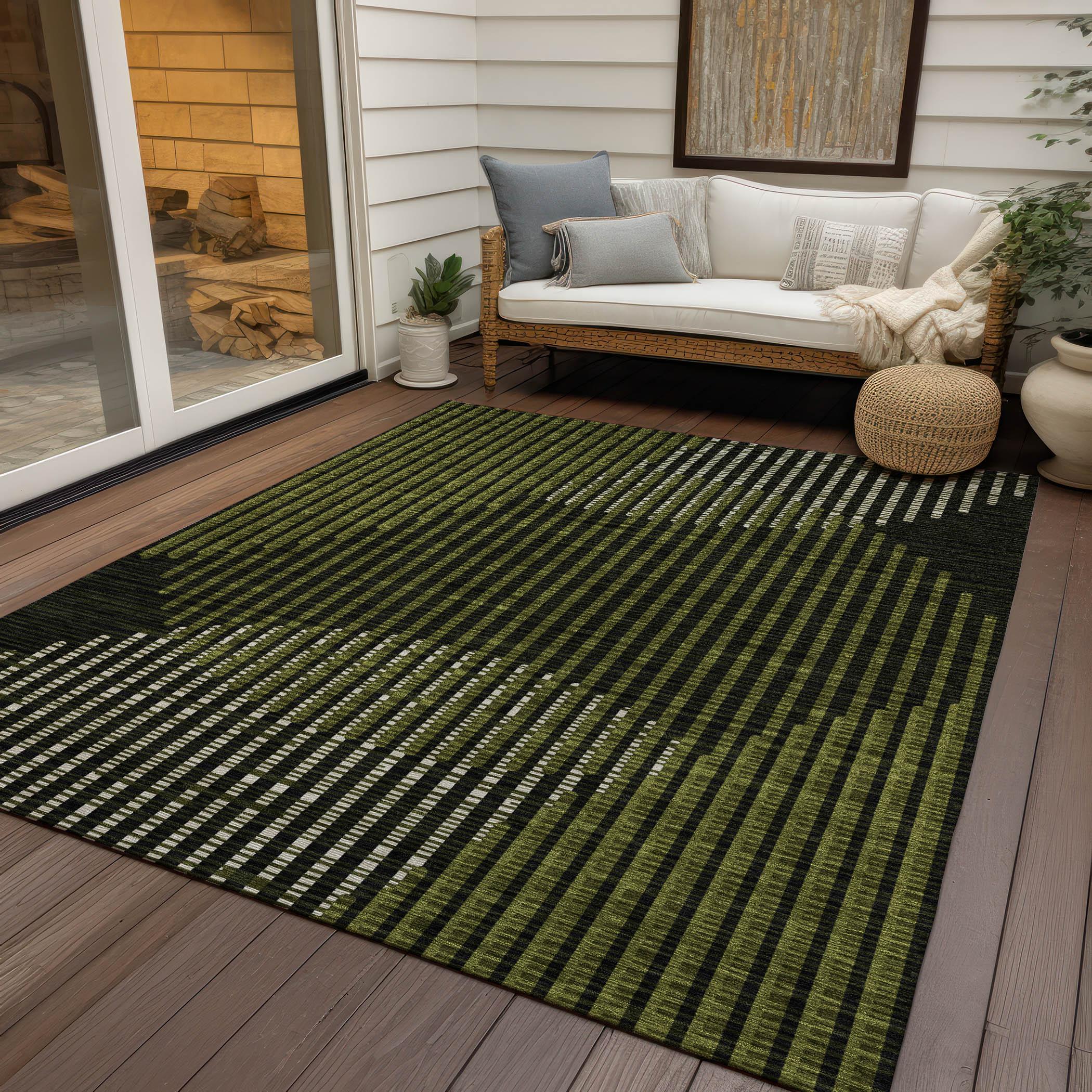 Machine Washable Indoor/Outdoor Chayden ACN1001 Olive
