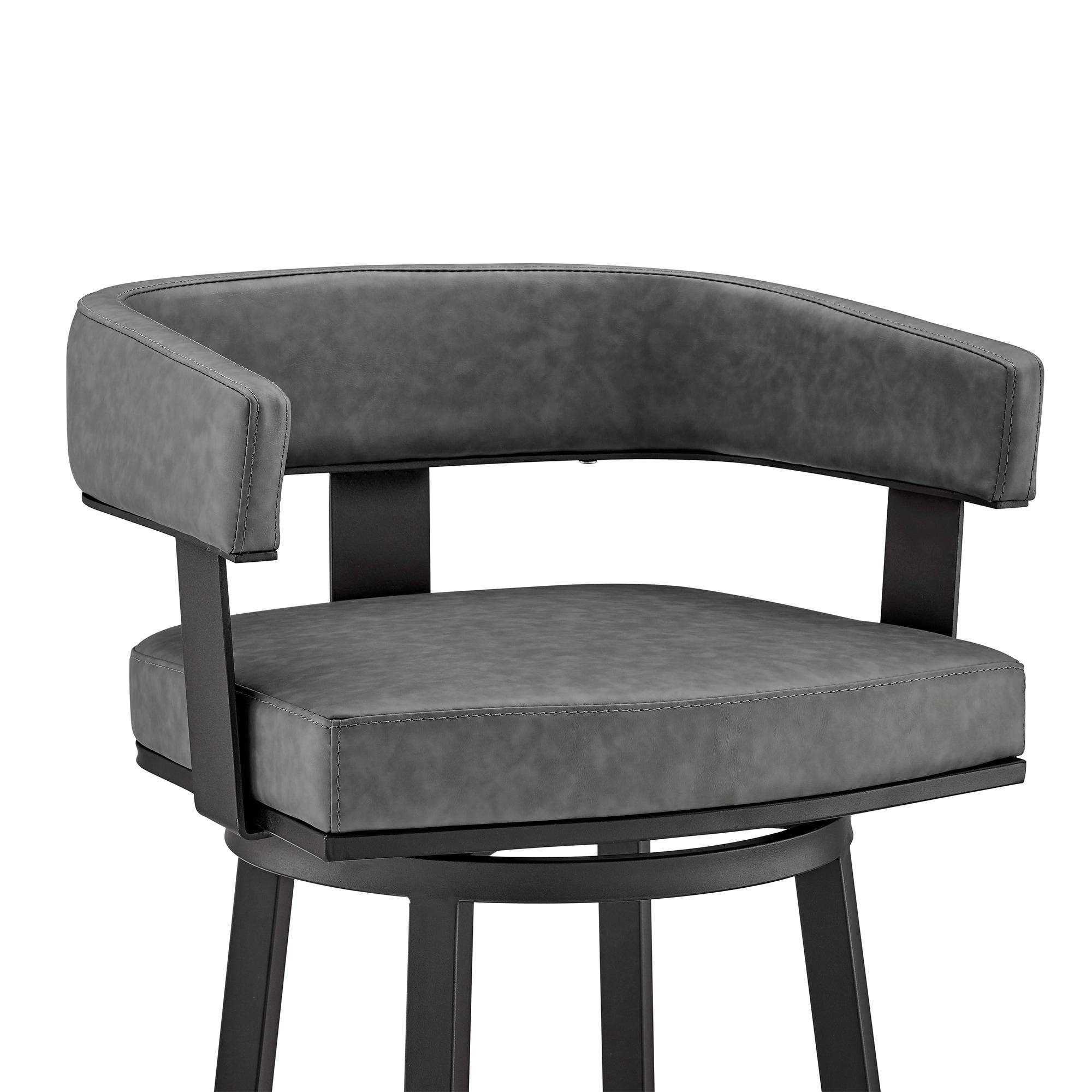 Armen Living Lorin 26" Modern Faux Leather Counter Swivel Stool in Gray/Black