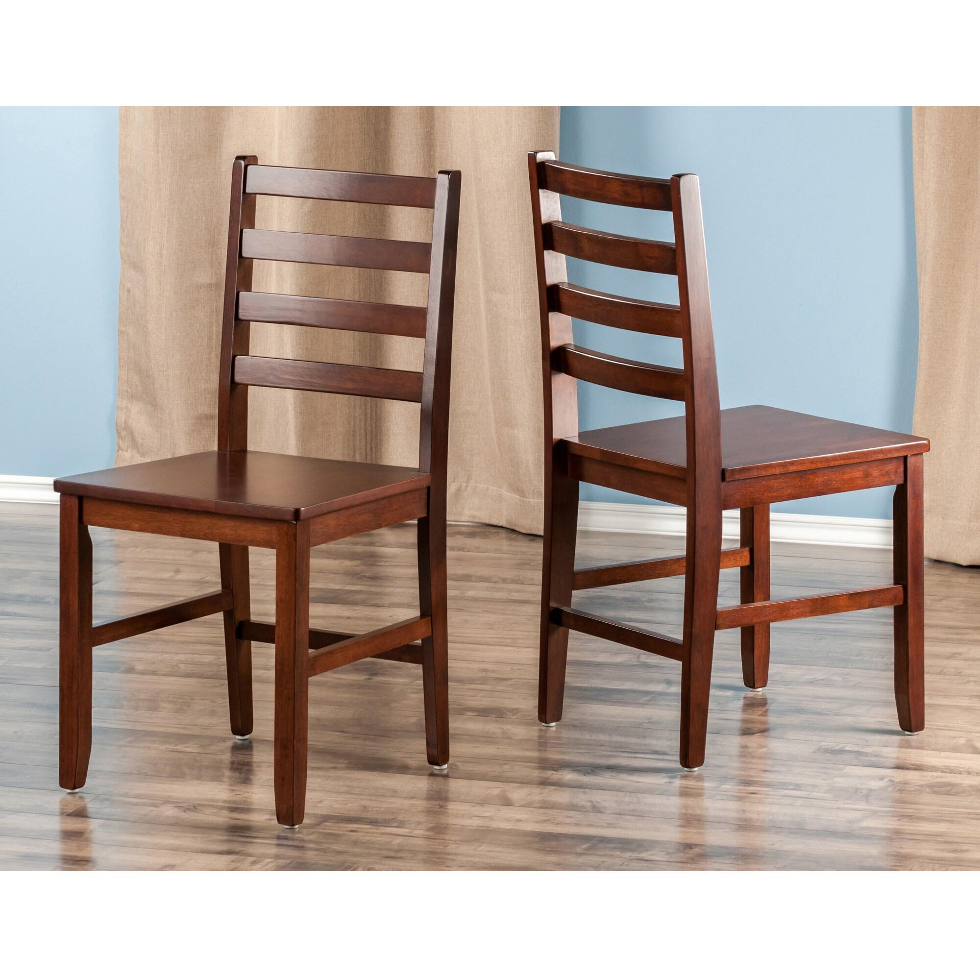 Winsome Wood Hamilton Ladder- Back Dining Chairs, 2-Pc Set, Walnut Finish