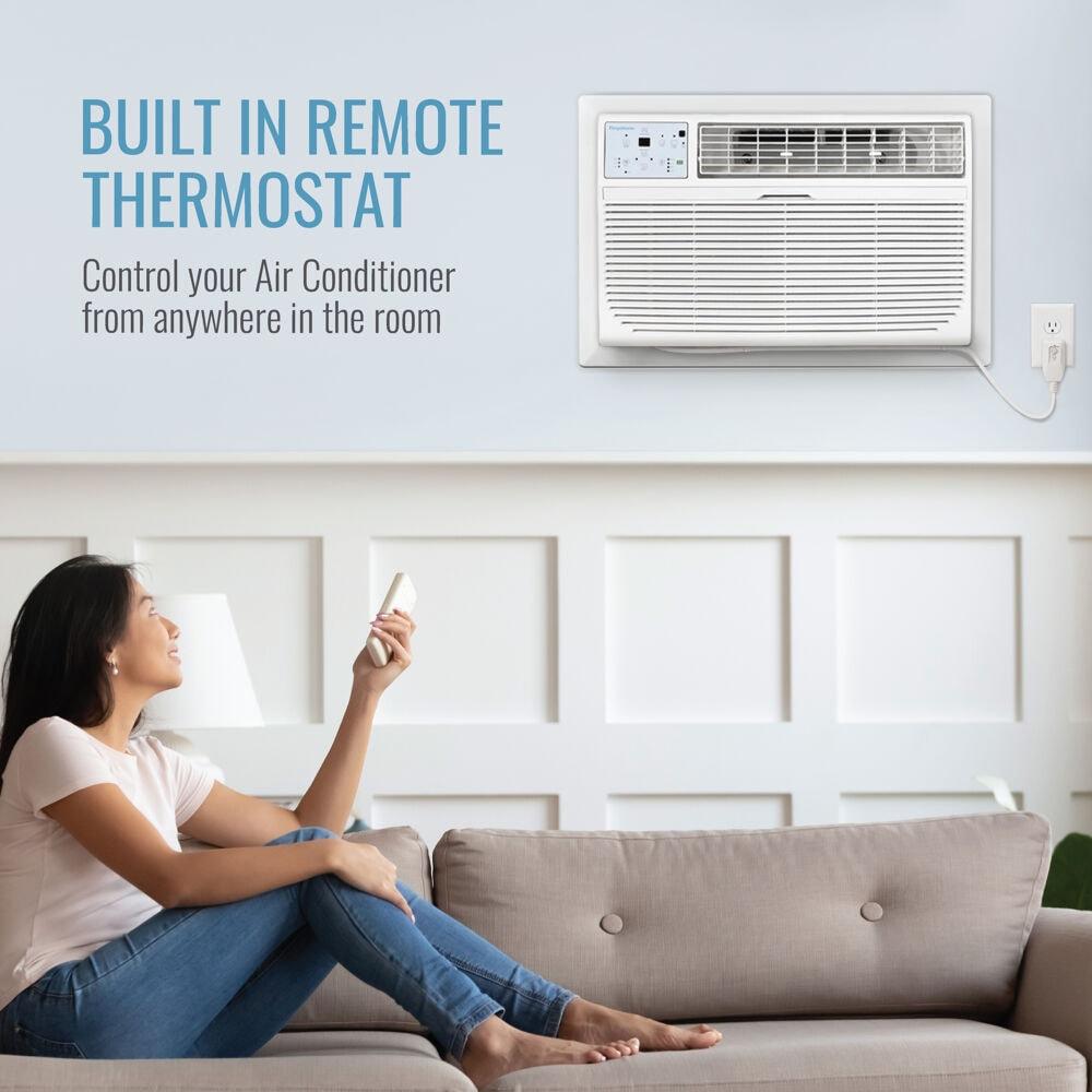 Keystone Keystone 10,000 BTU Wall Mounted Air Conditioner with Supplemental Heat and Dehumidifier Remote Control for Rooms up to 450 Sq.Ft., Quiet, High Efficiency AC