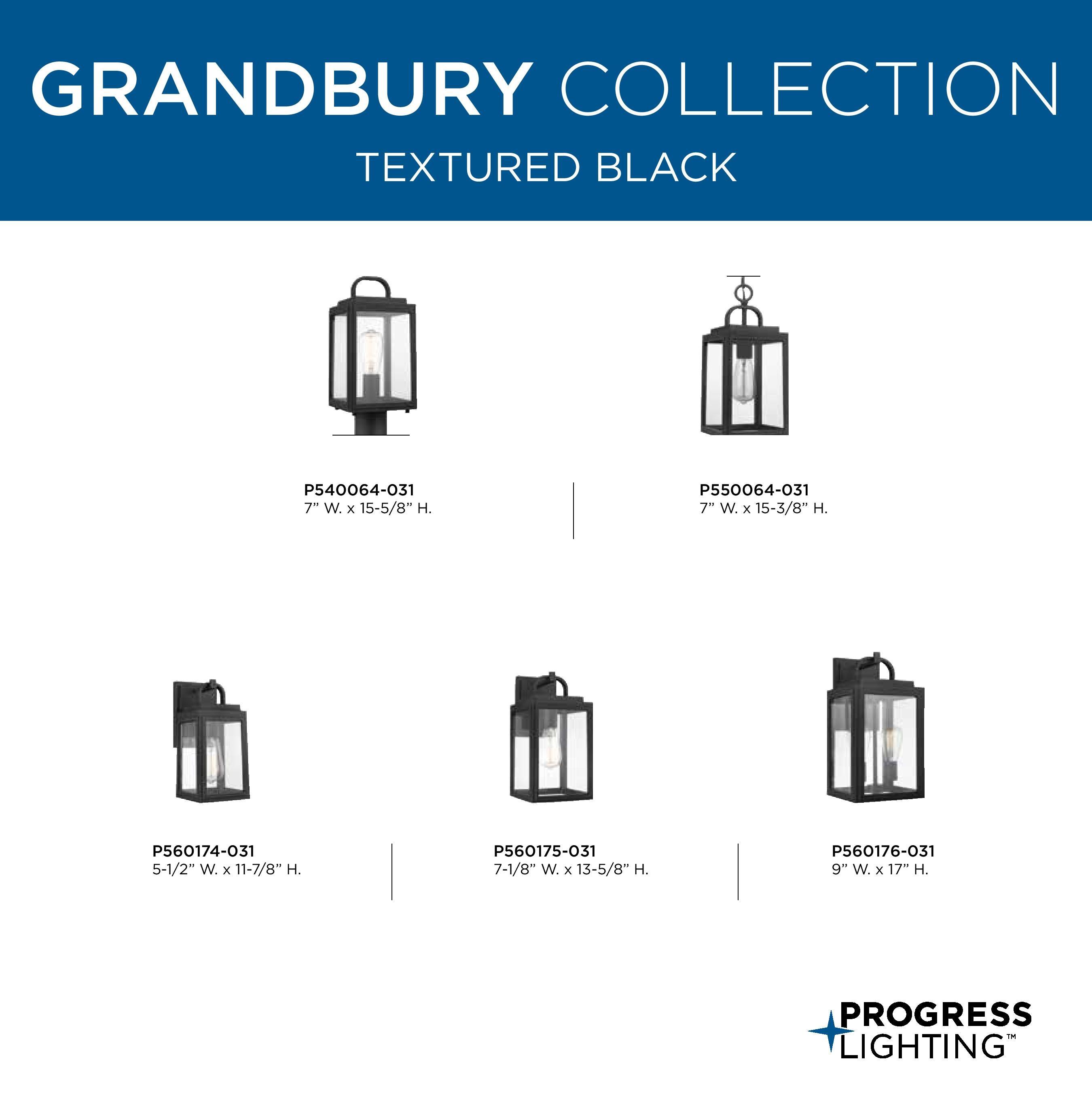 Progress Lighting Grandbury 2-Light Outdoor Hanging Lantern in Antique Bronze with Clear Glass Panels