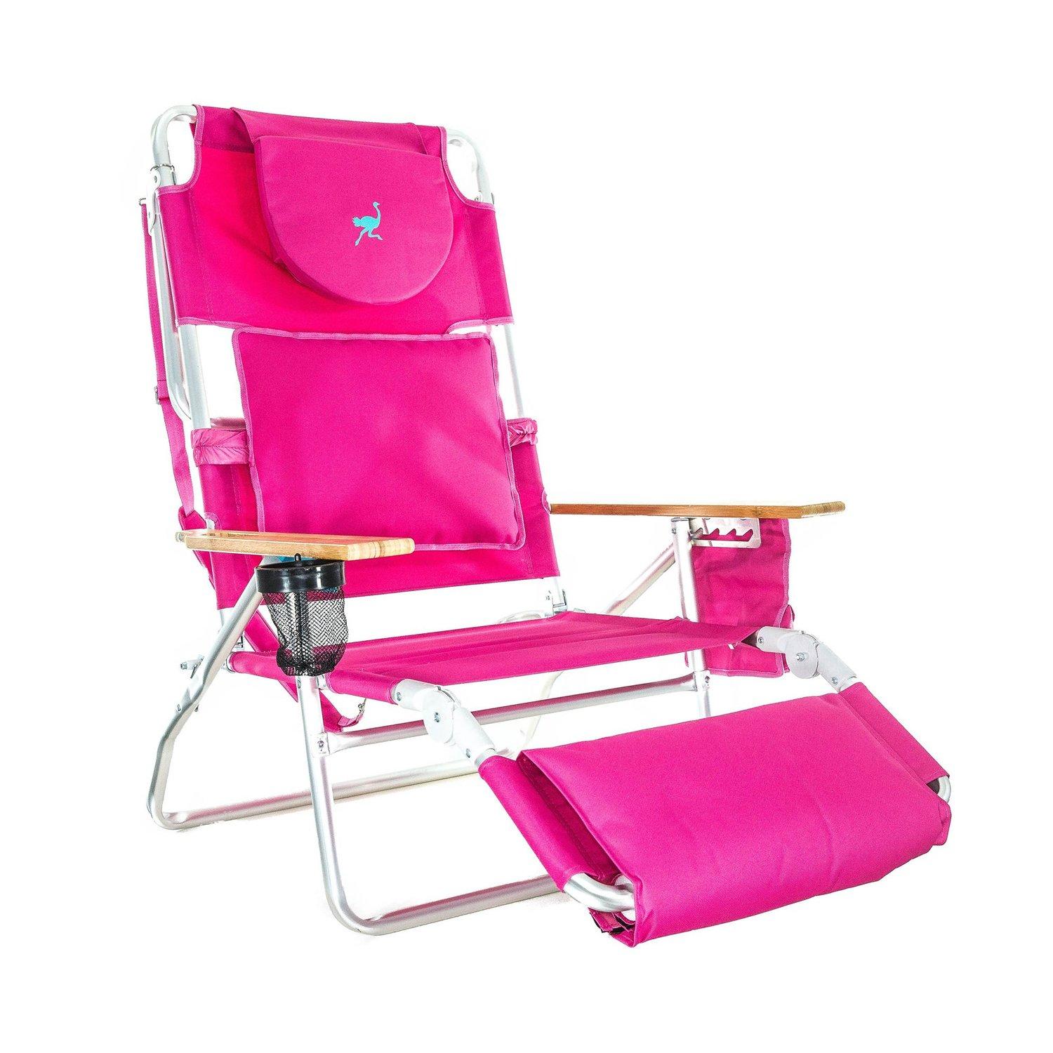 Ostrich Ostrich Deluxe Padded Lightweight Portable Adjustable Outdoor Reclining Folding Chair with Footrest