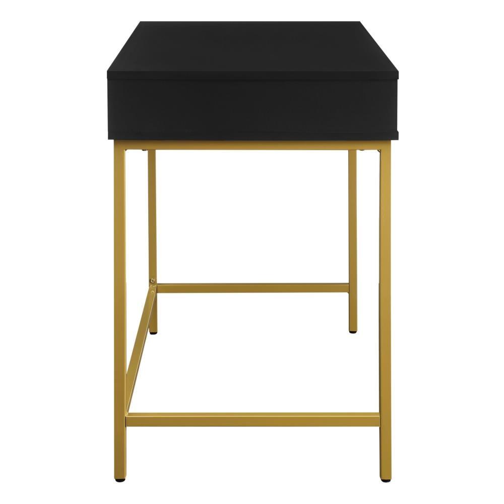 OS Home and Office Furniture 36" Contemporary Wood Writing Desk in Black/Gold