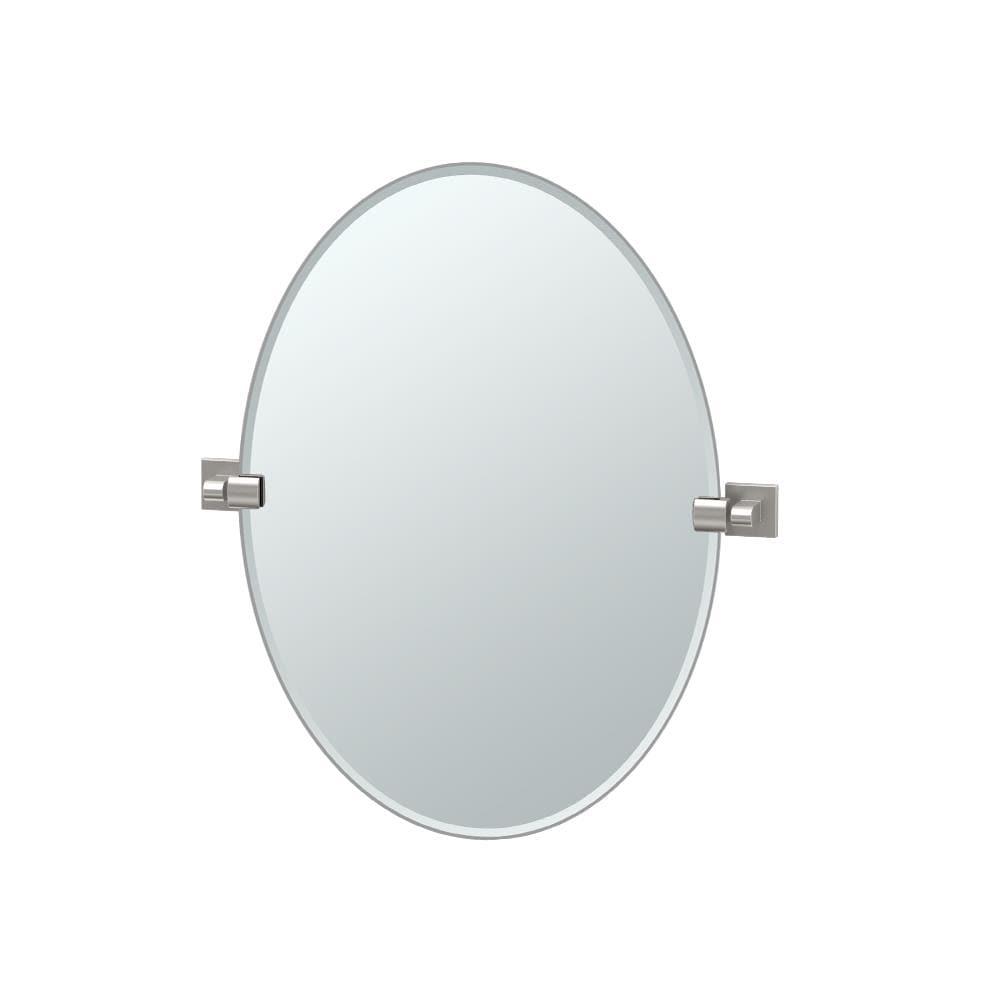 Elevate Frameless Oval Wall Mirror | Bathroom Vanity Pivoting and Beveled Mirror