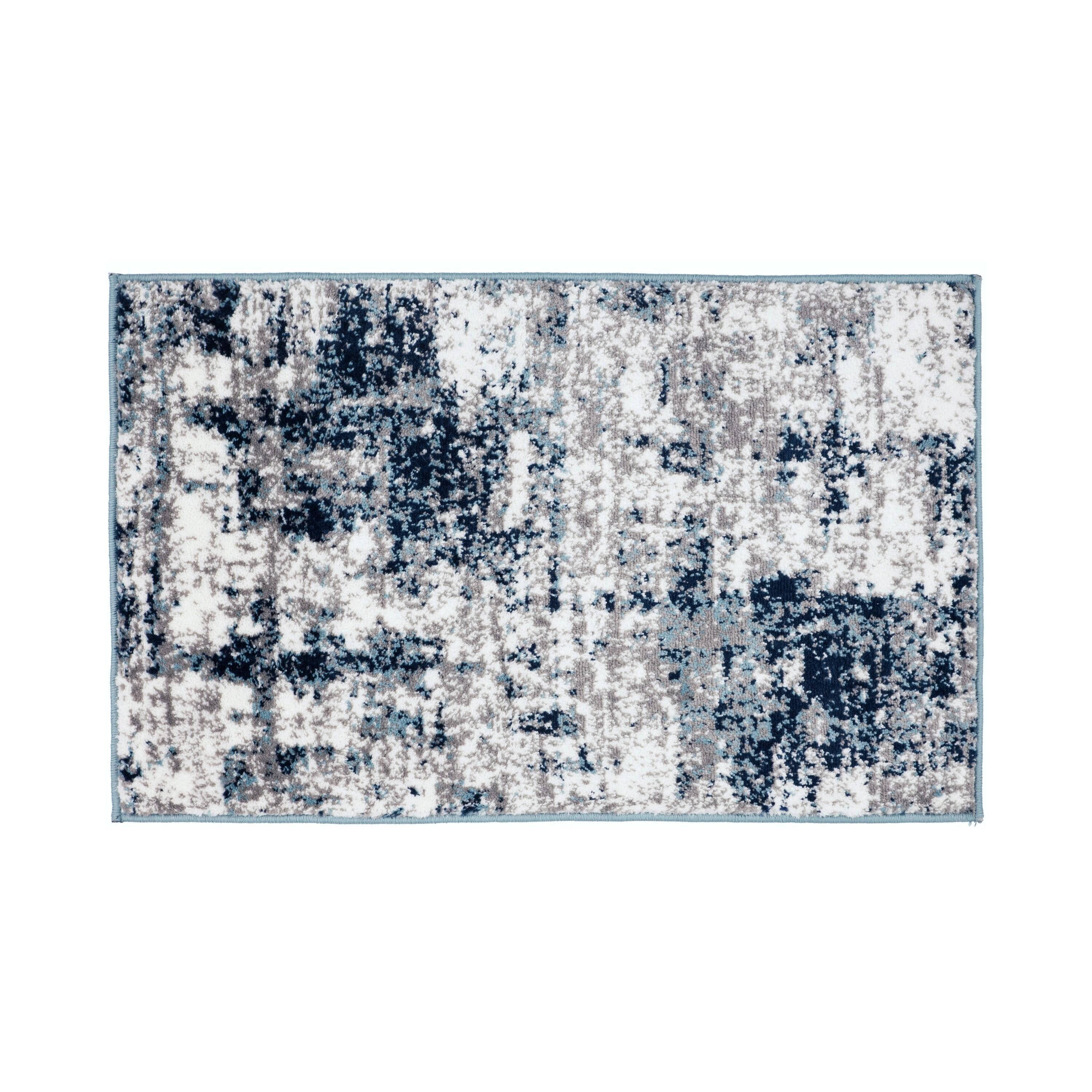 World Rug Gallery Distressed Abstract Blue 2' x 3' Area Rug