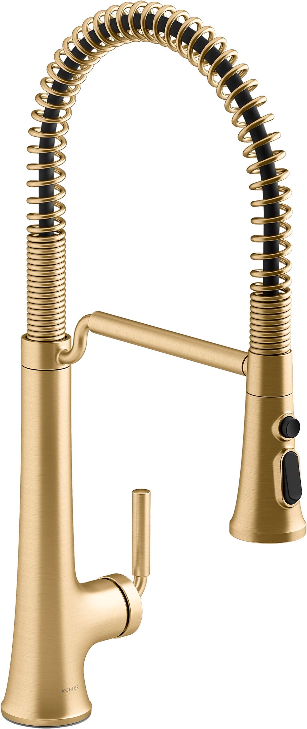 Kohler Tone Single Handle Semi-Professional Pre-Rinse Kitchen Sink Faucet with Three-Function Pull Down Sprayer