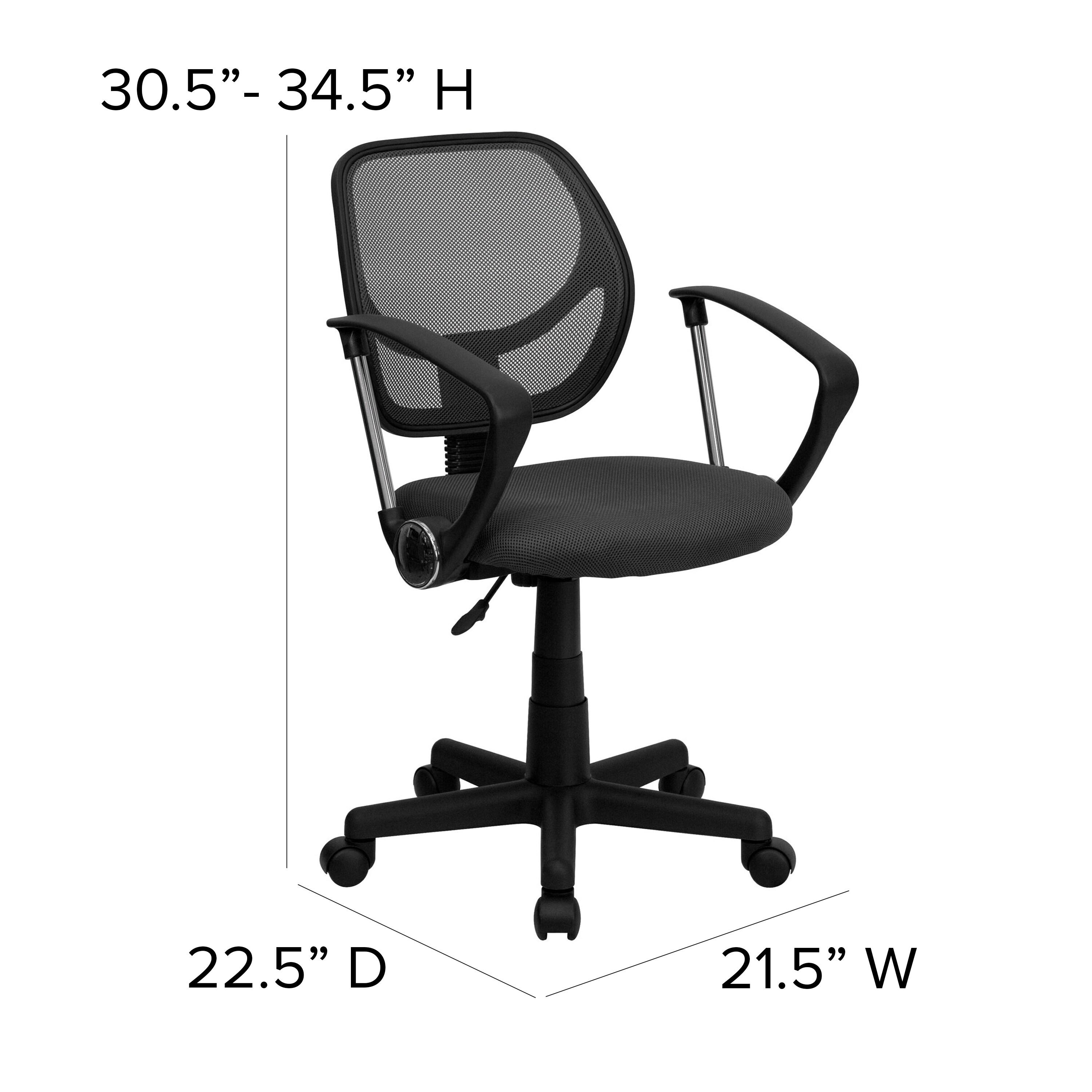 Flash Furniture Low Back Gray Mesh Swivel Task Office Chair with Arms